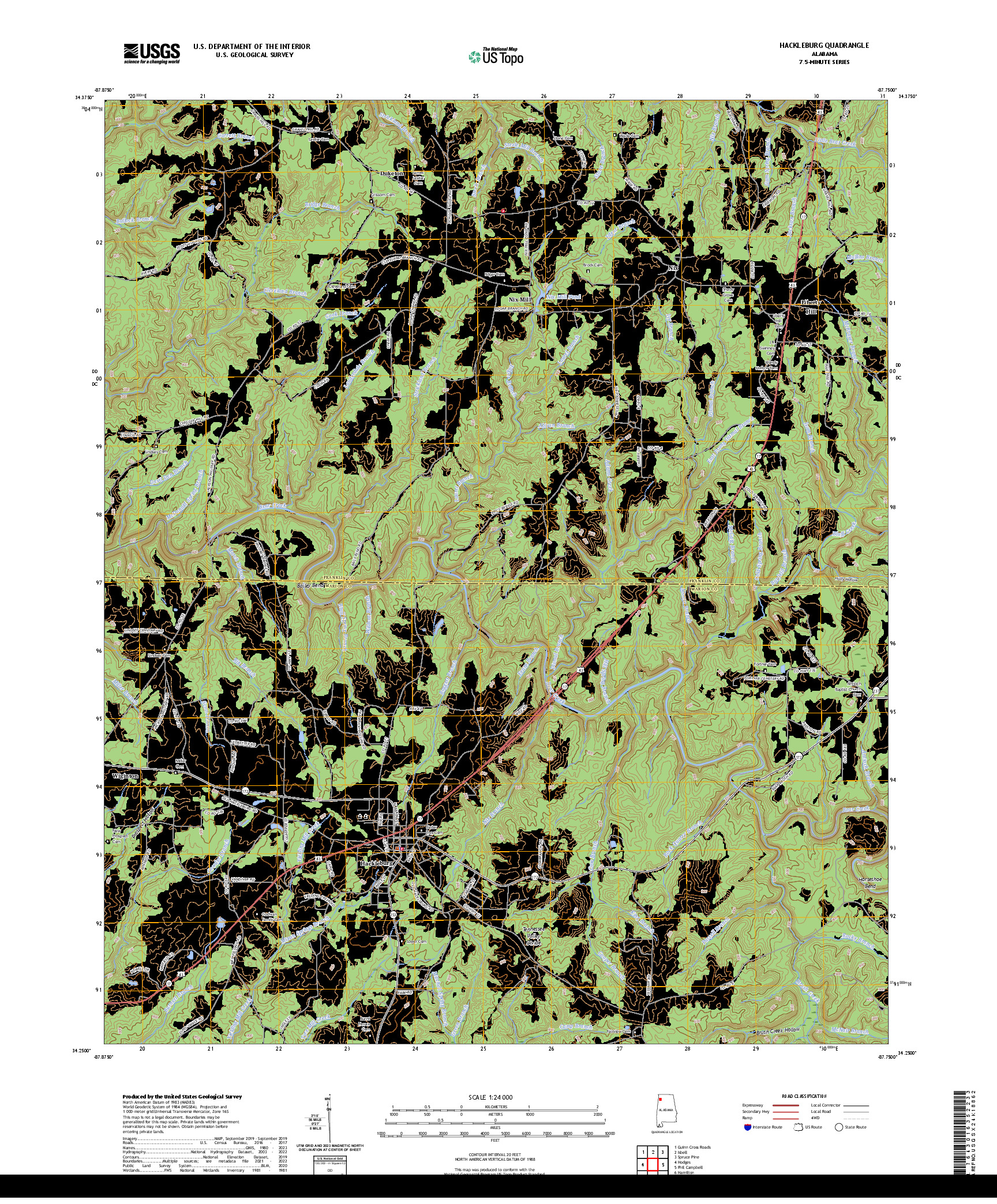 US TOPO 7.5-MINUTE MAP FOR HACKLEBURG, AL