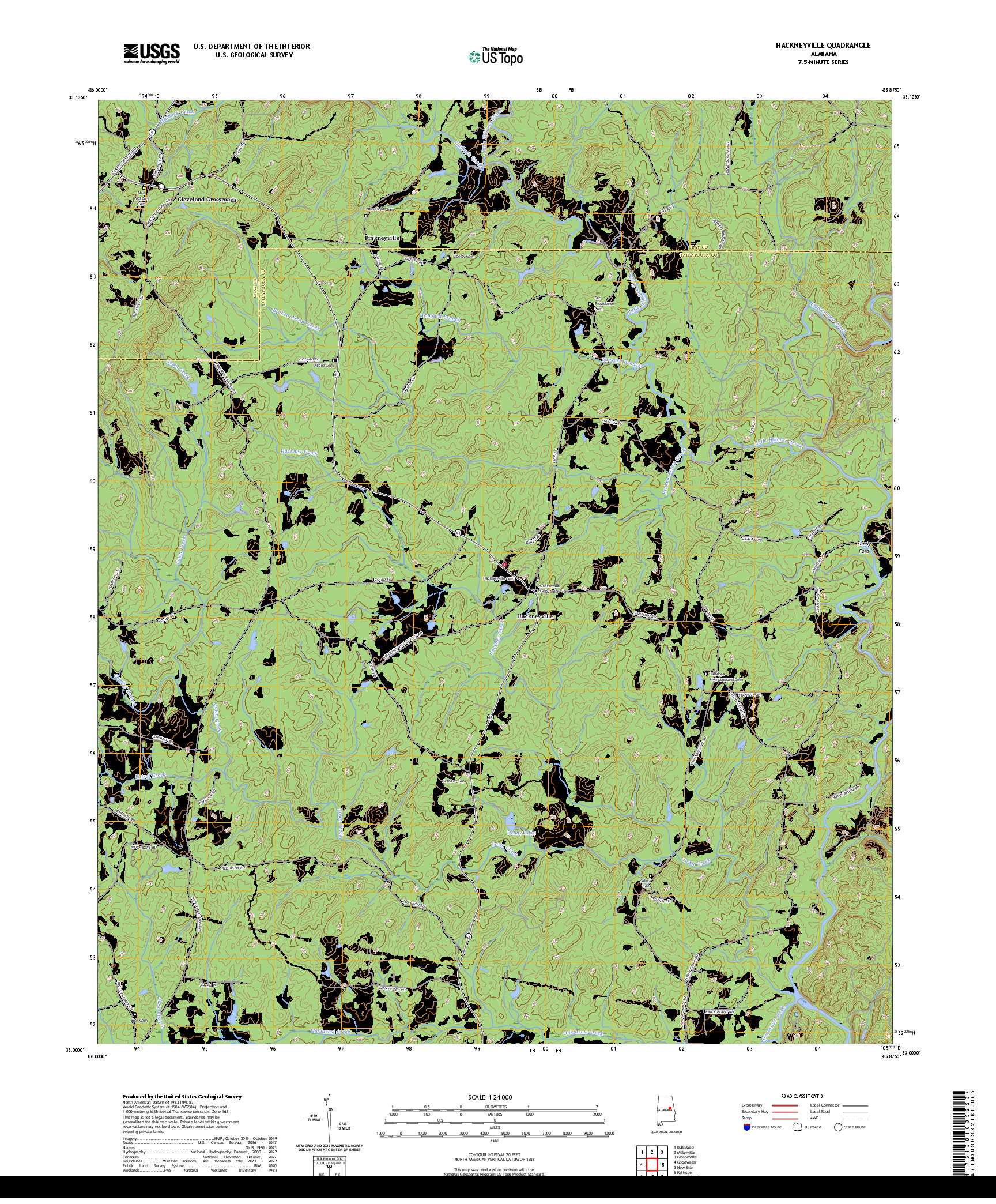 US TOPO 7.5-MINUTE MAP FOR HACKNEYVILLE, AL