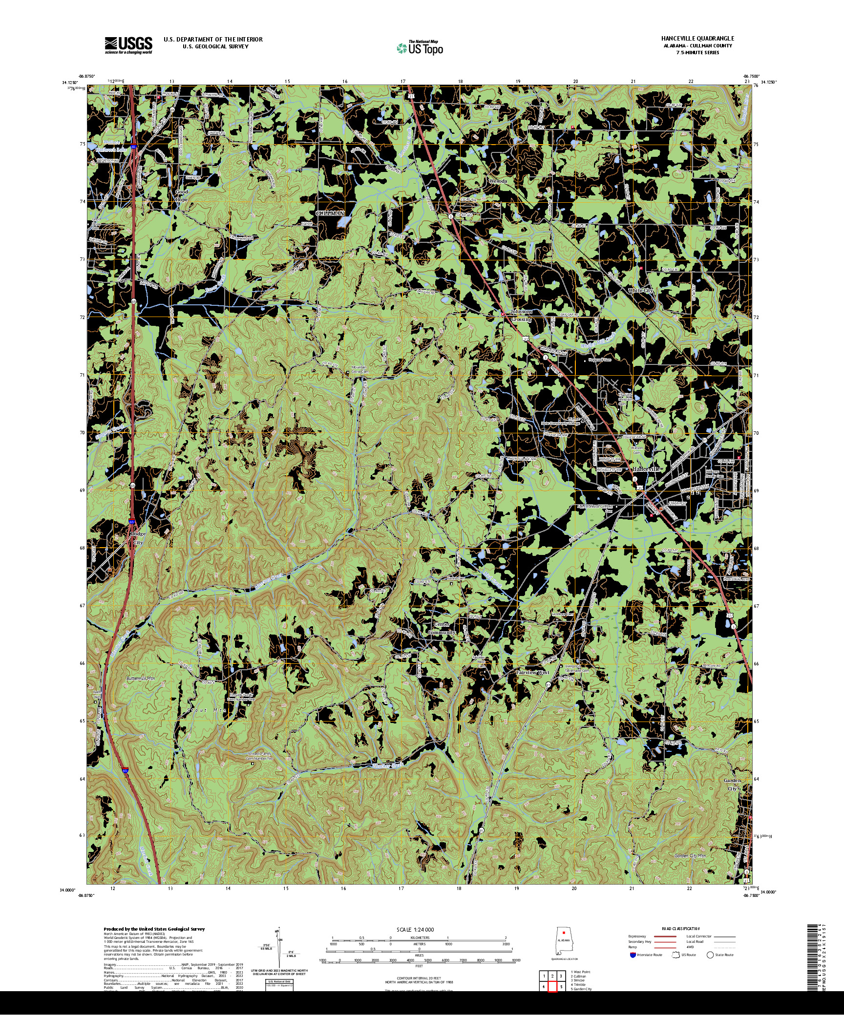 US TOPO 7.5-MINUTE MAP FOR HANCEVILLE, AL