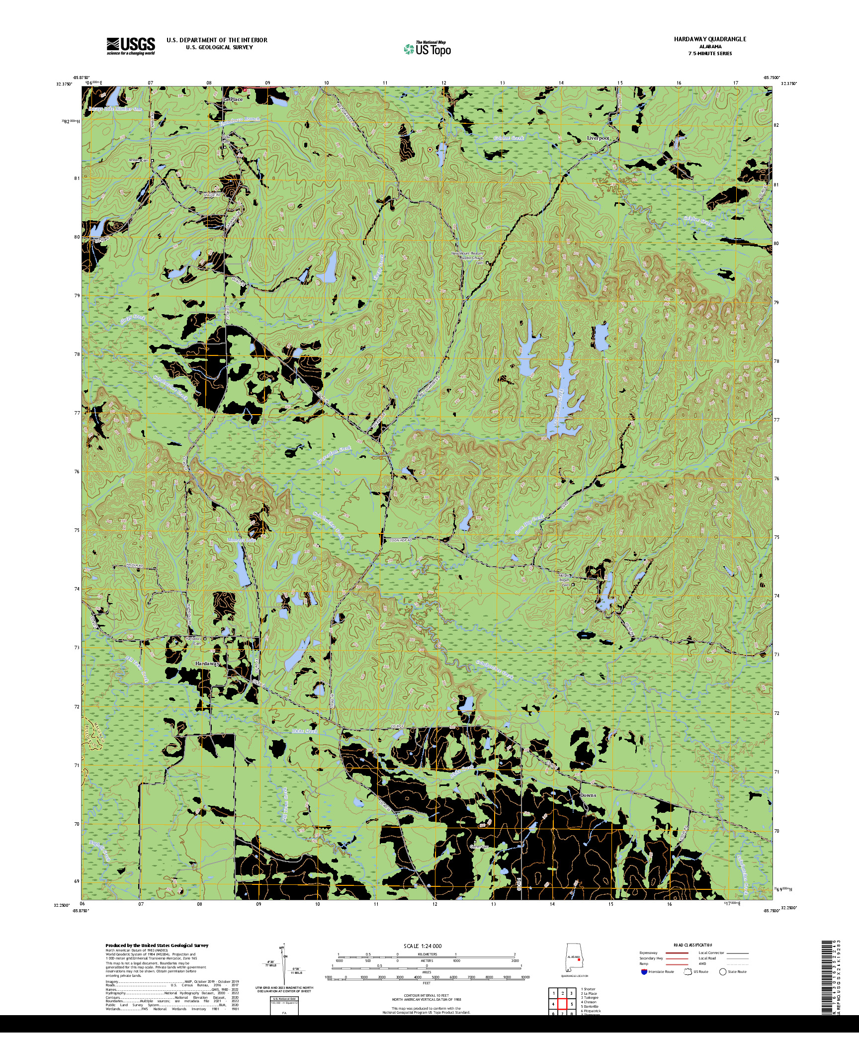 US TOPO 7.5-MINUTE MAP FOR HARDAWAY, AL