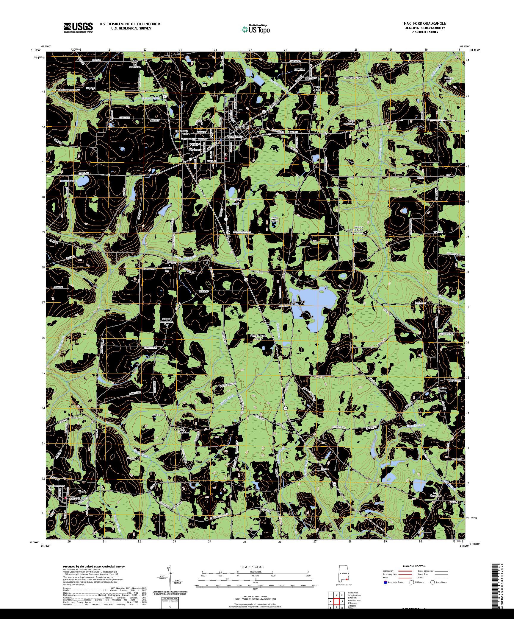 US TOPO 7.5-MINUTE MAP FOR HARTFORD, AL