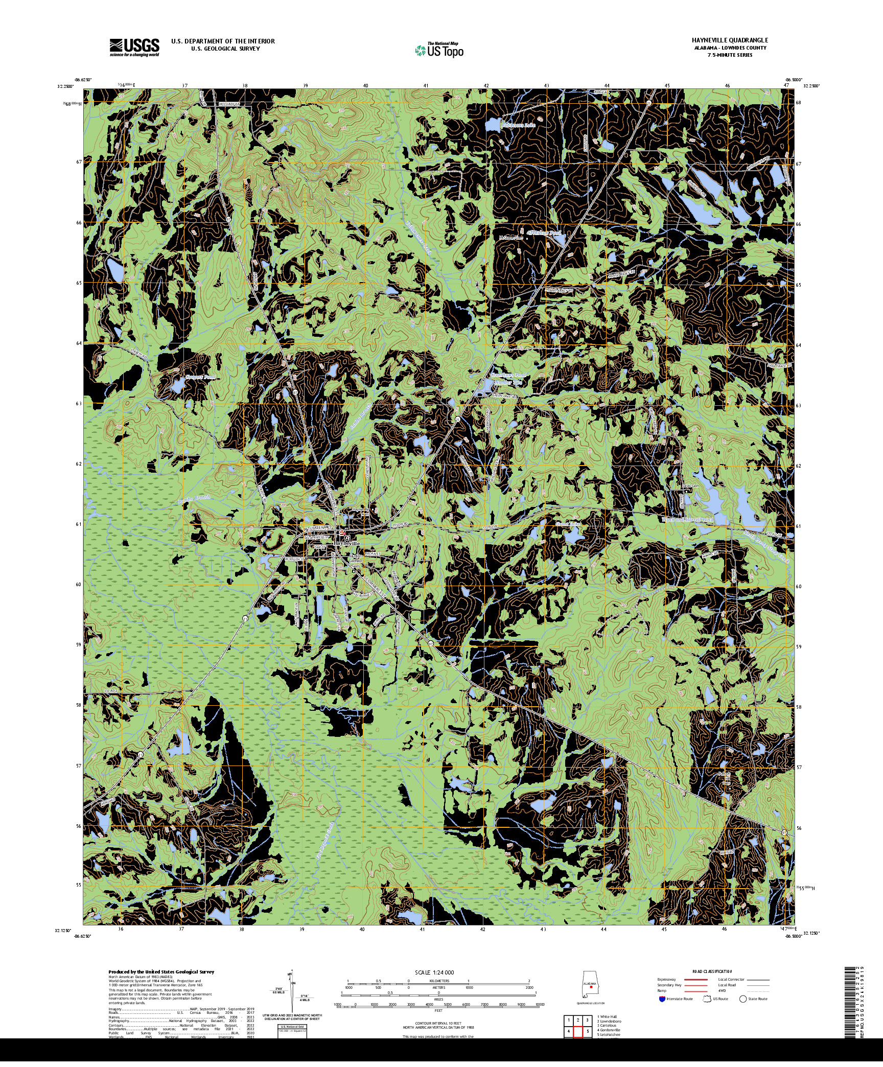 US TOPO 7.5-MINUTE MAP FOR HAYNEVILLE, AL