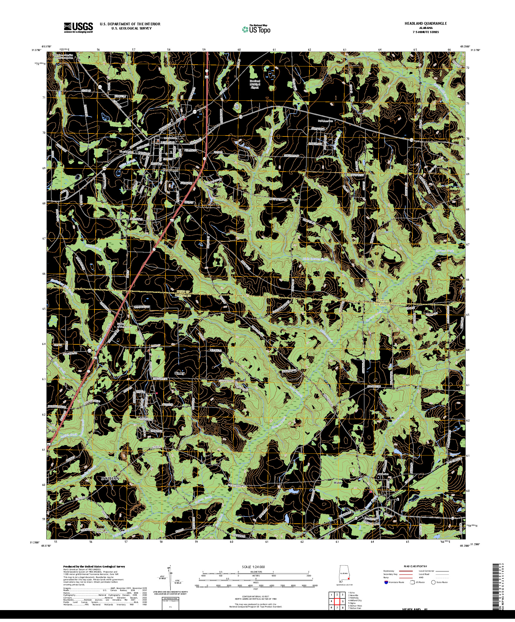 US TOPO 7.5-MINUTE MAP FOR HEADLAND, AL