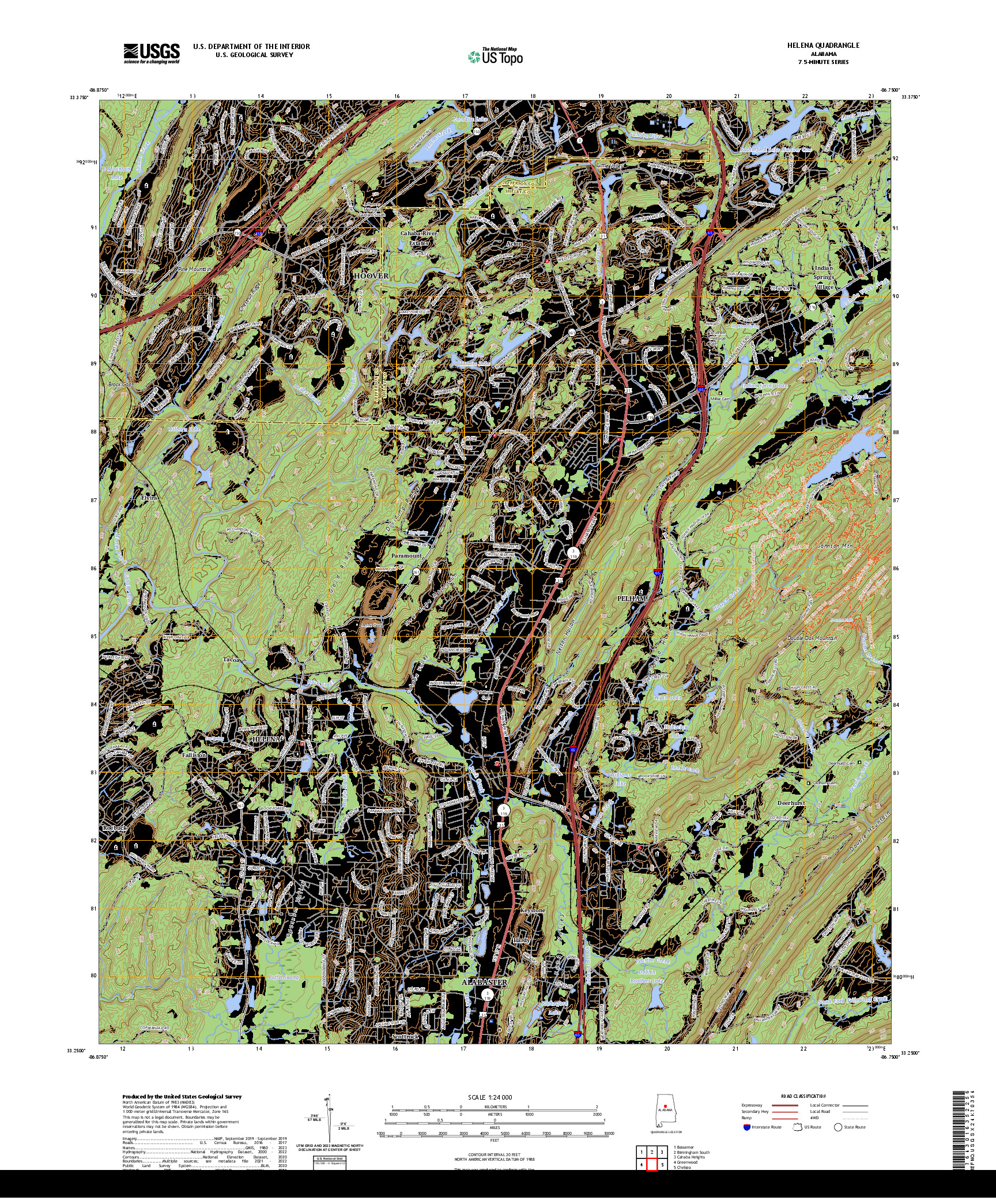 US TOPO 7.5-MINUTE MAP FOR HELENA, AL