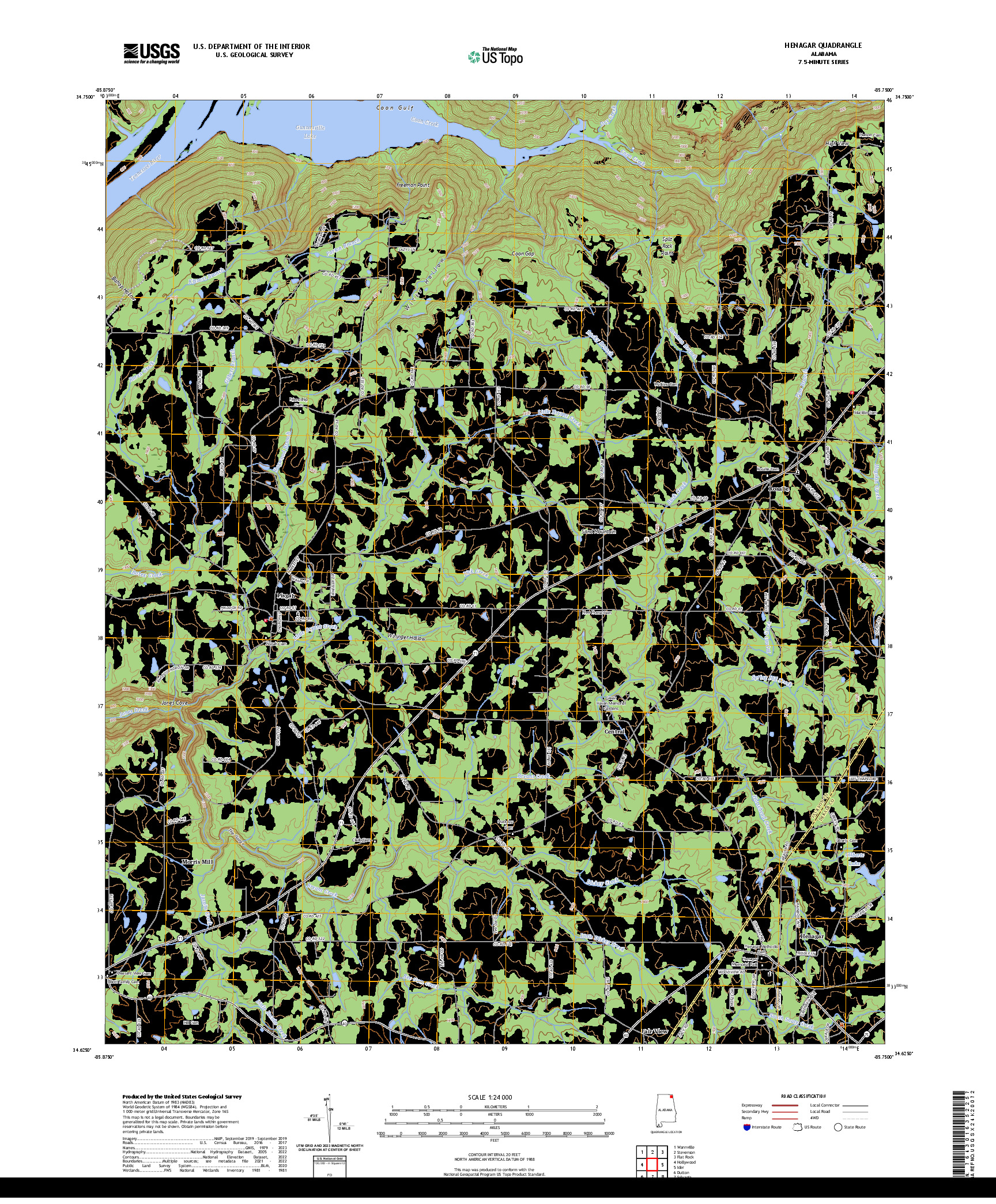 US TOPO 7.5-MINUTE MAP FOR HENAGAR, AL