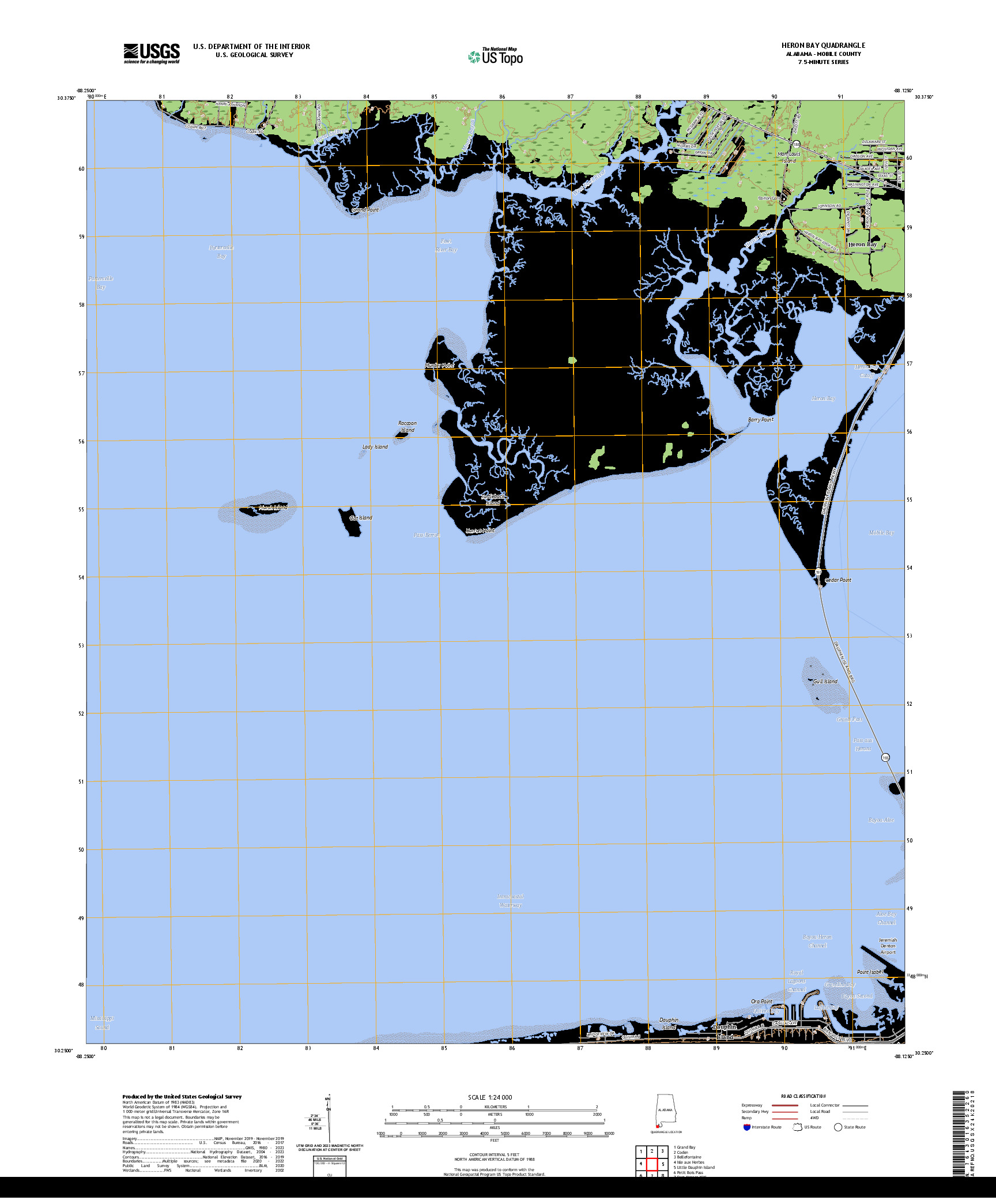 US TOPO 7.5-MINUTE MAP FOR HERON BAY, AL