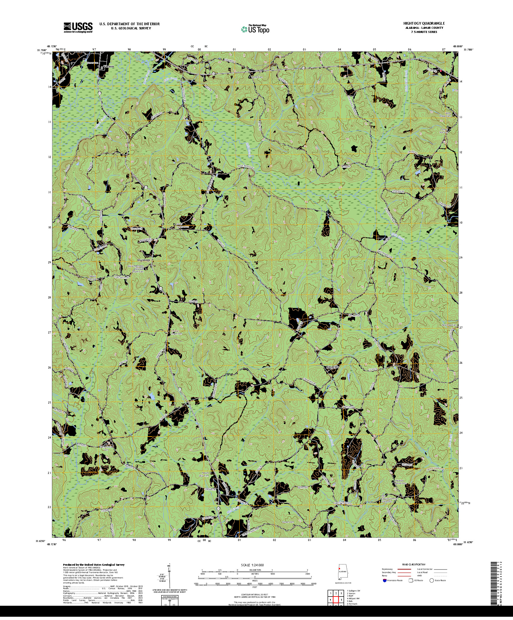 US TOPO 7.5-MINUTE MAP FOR HIGHTOGY, AL