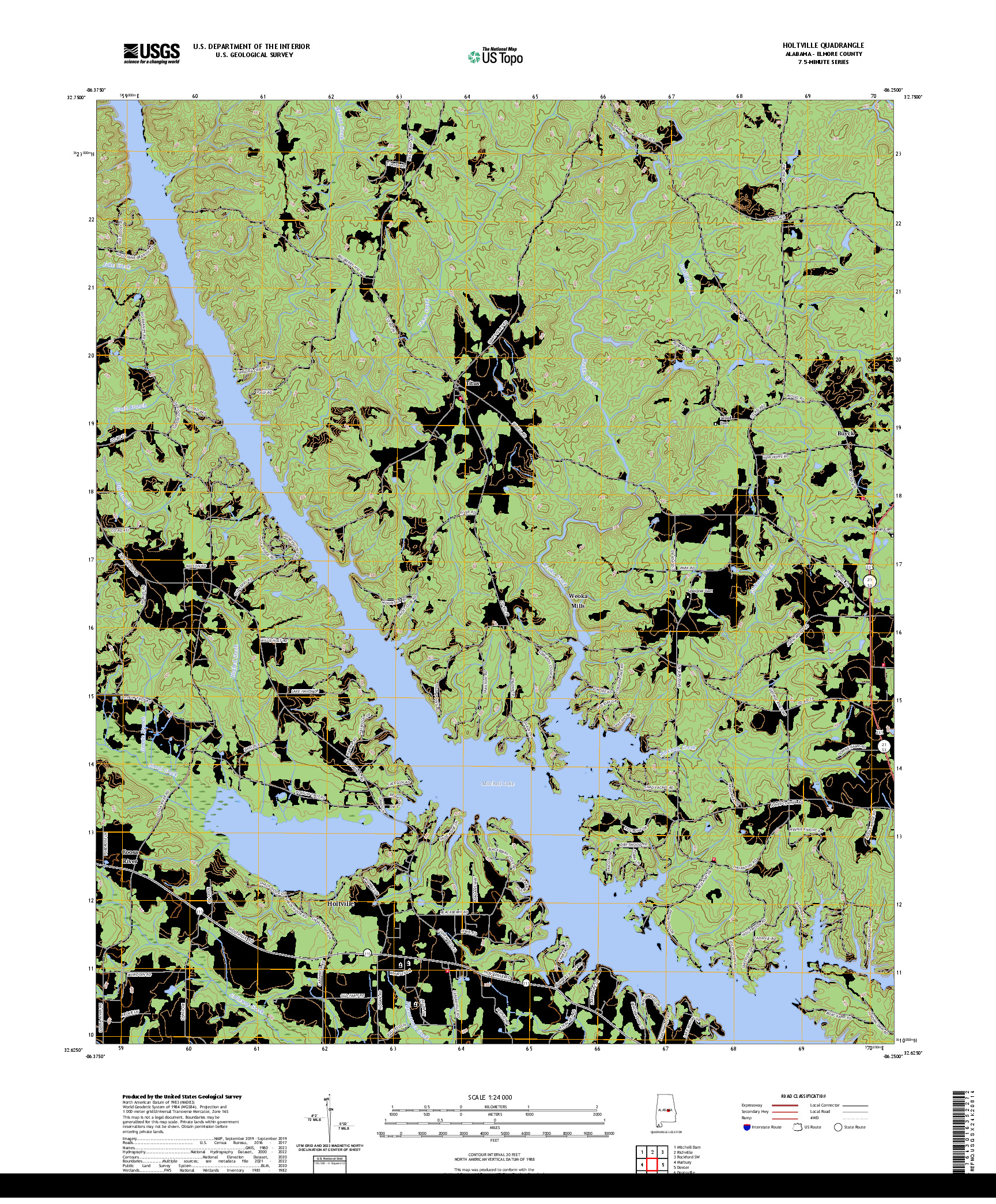 US TOPO 7.5-MINUTE MAP FOR HOLTVILLE, AL