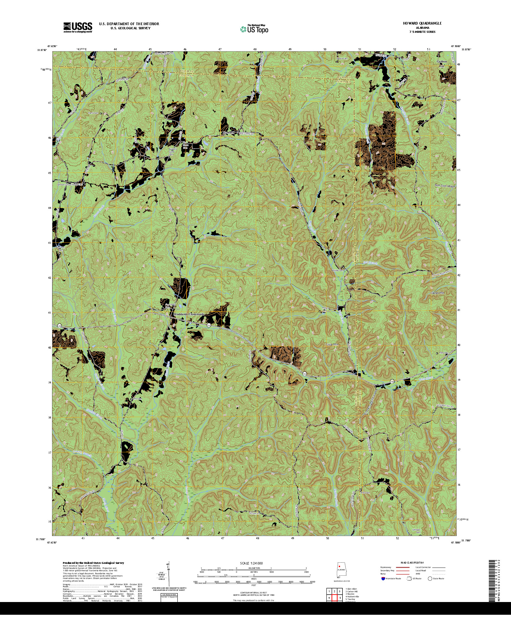 US TOPO 7.5-MINUTE MAP FOR HOWARD, AL