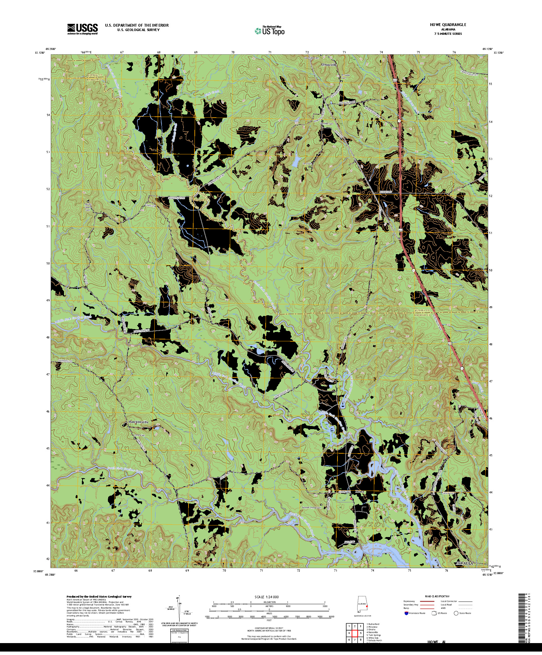 US TOPO 7.5-MINUTE MAP FOR HOWE, AL