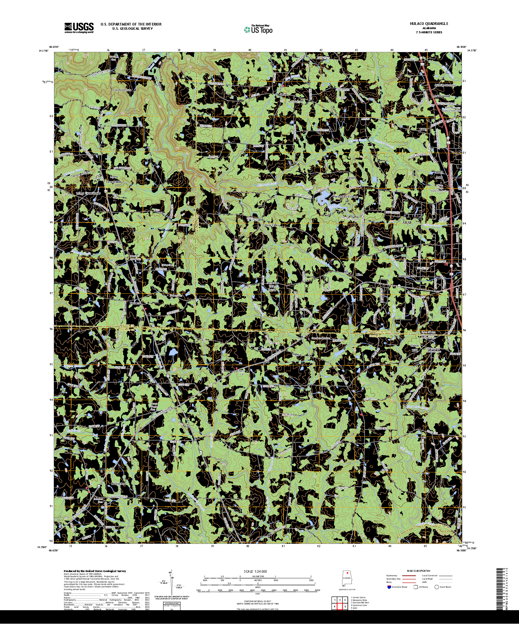 US TOPO 7.5-MINUTE MAP FOR HULACO, AL