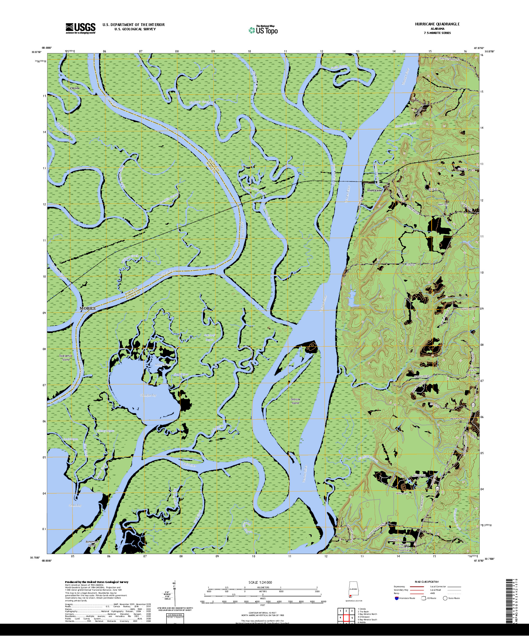 US TOPO 7.5-MINUTE MAP FOR HURRICANE, AL