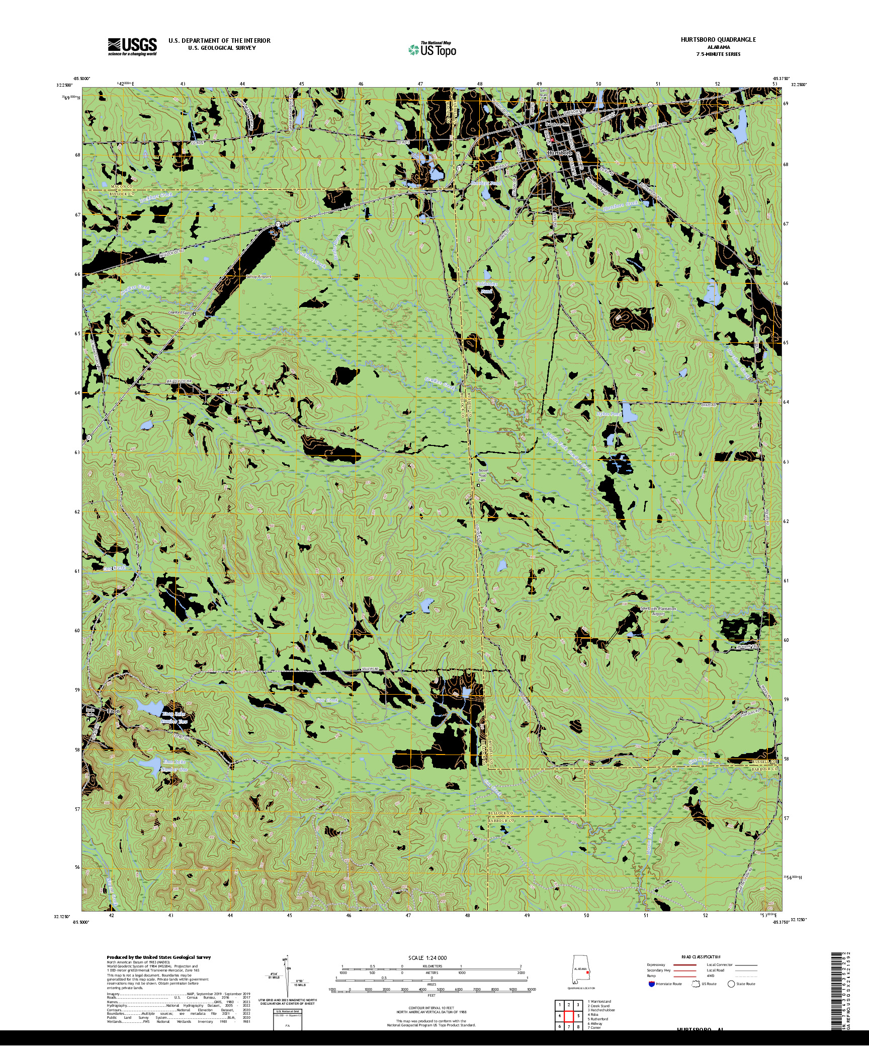 US TOPO 7.5-MINUTE MAP FOR HURTSBORO, AL