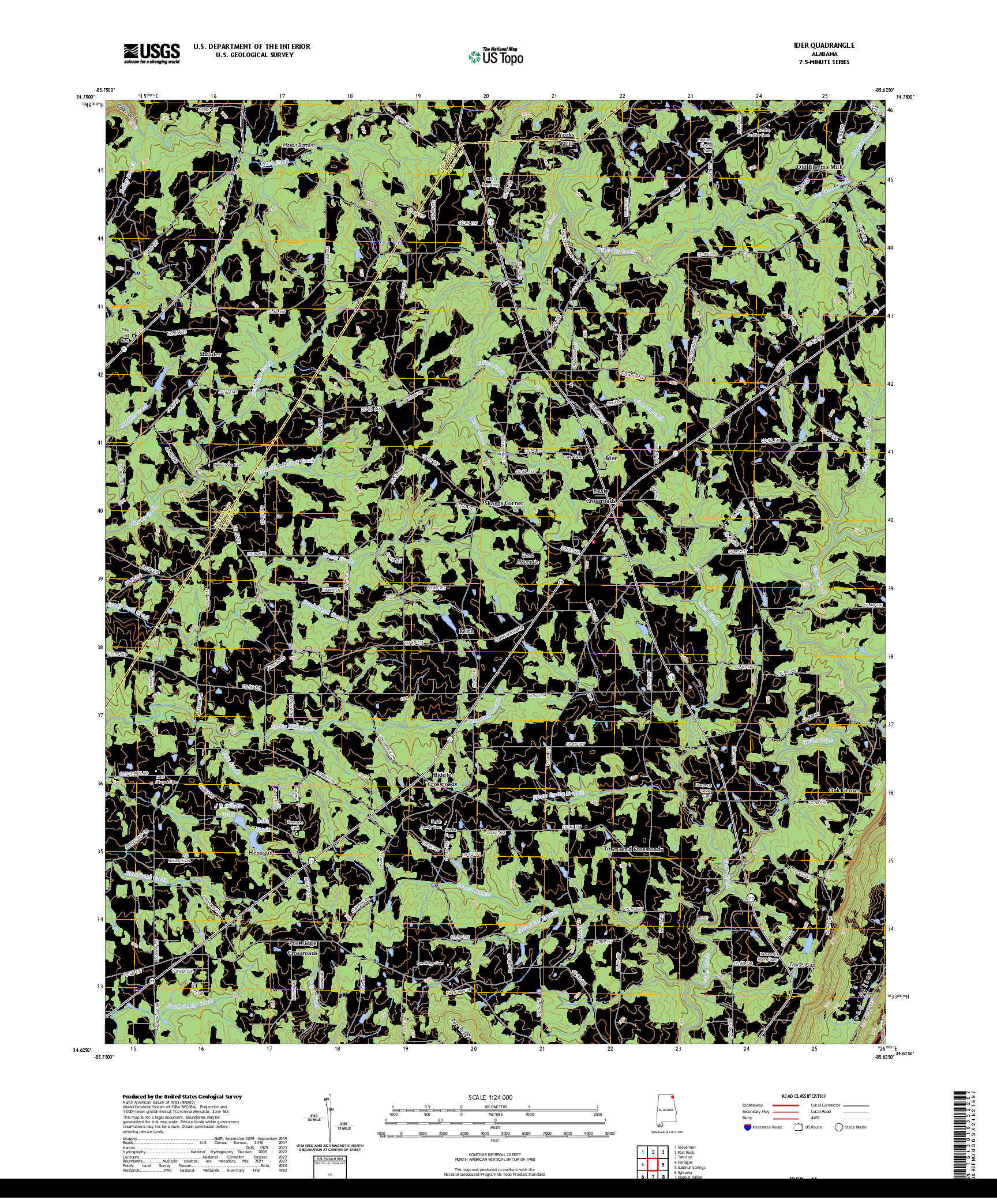 US TOPO 7.5-MINUTE MAP FOR IDER, AL