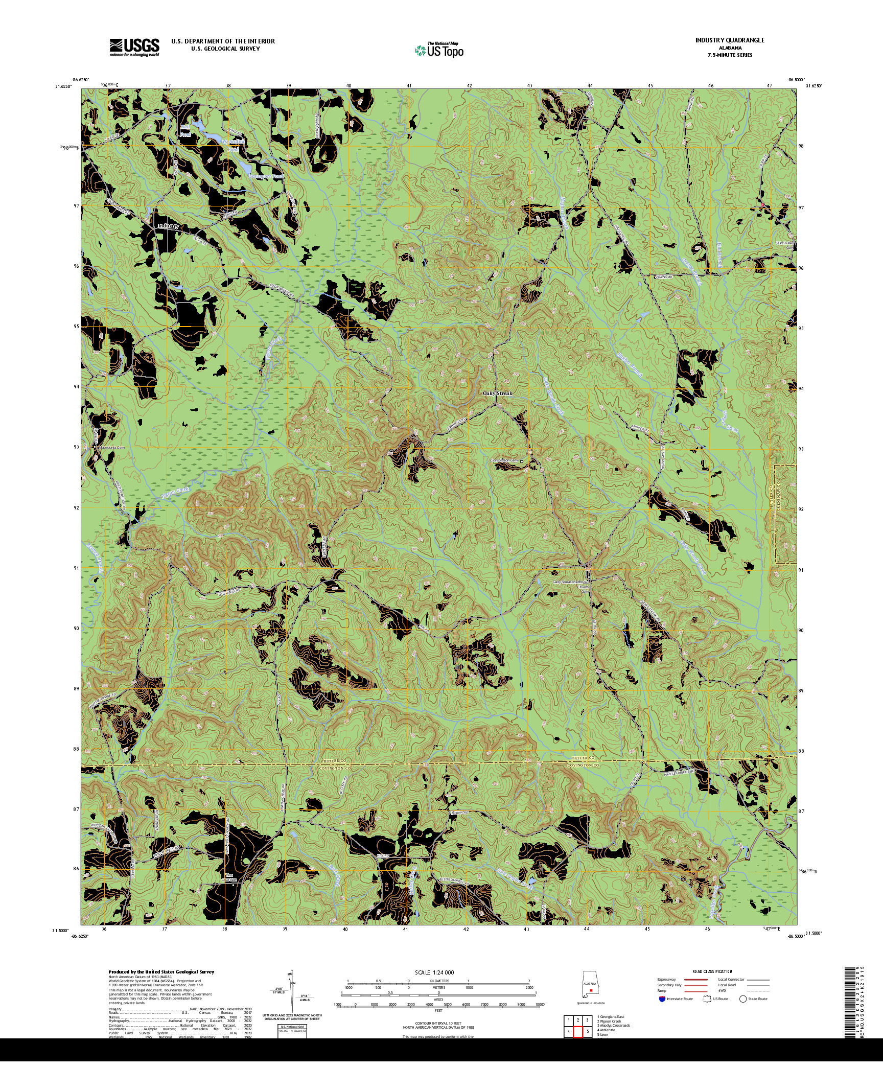 US TOPO 7.5-MINUTE MAP FOR INDUSTRY, AL