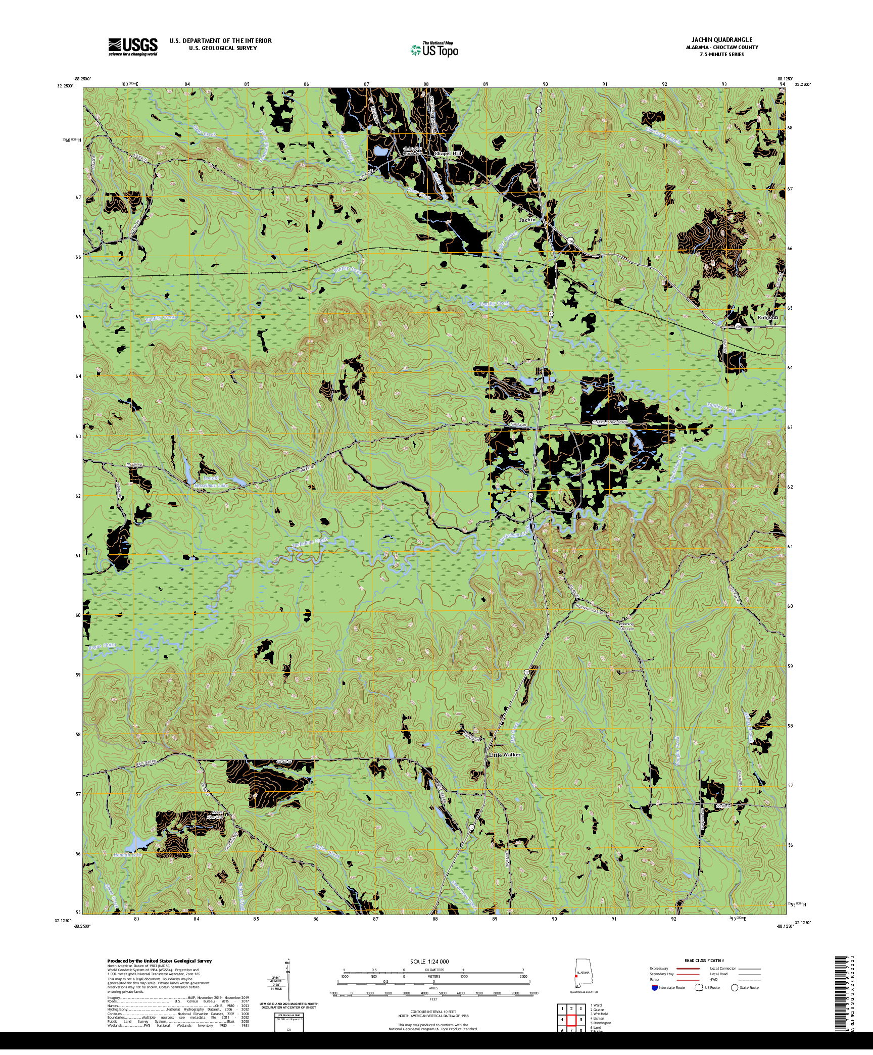 US TOPO 7.5-MINUTE MAP FOR JACHIN, AL