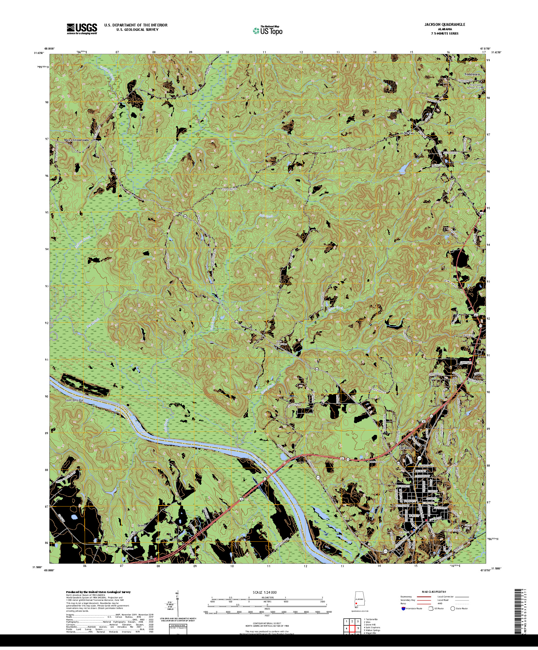 US TOPO 7.5-MINUTE MAP FOR JACKSON, AL