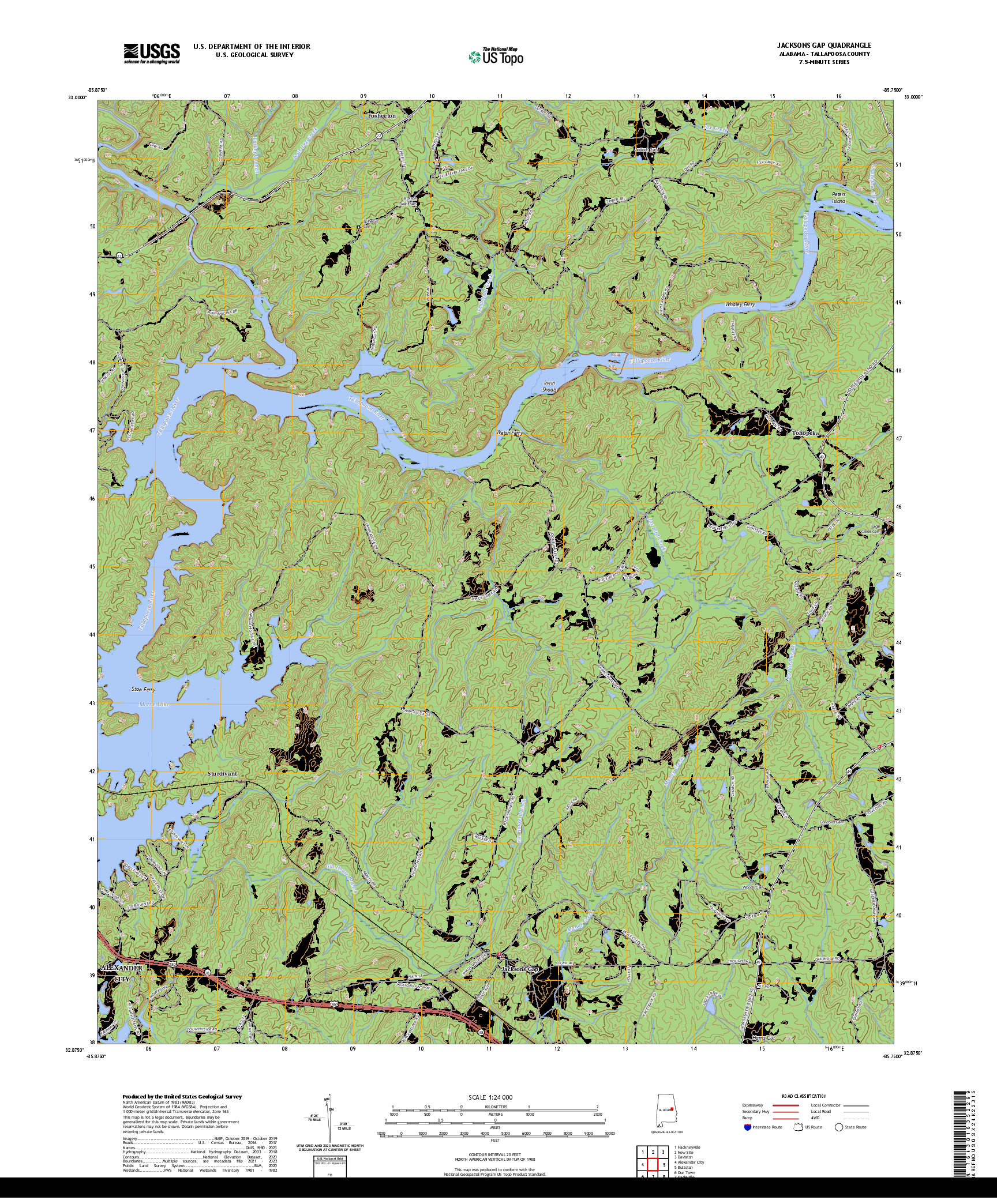 US TOPO 7.5-MINUTE MAP FOR JACKSONS GAP, AL