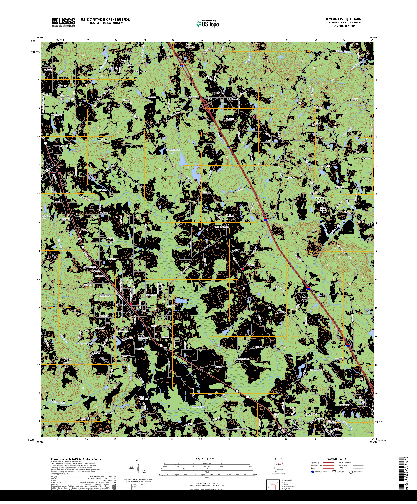 US TOPO 7.5-MINUTE MAP FOR JEMISON EAST, AL