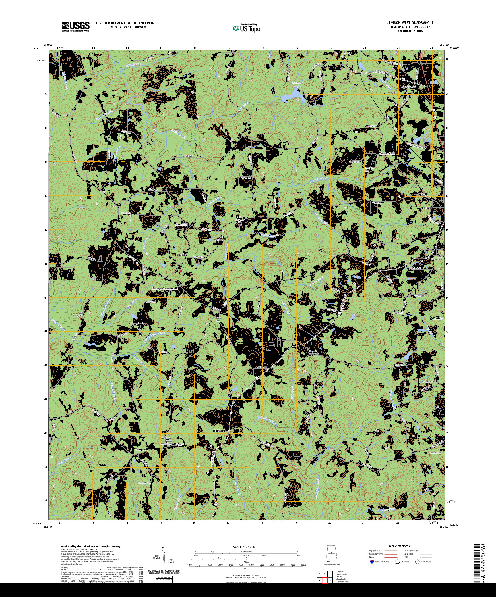 US TOPO 7.5-MINUTE MAP FOR JEMISON WEST, AL