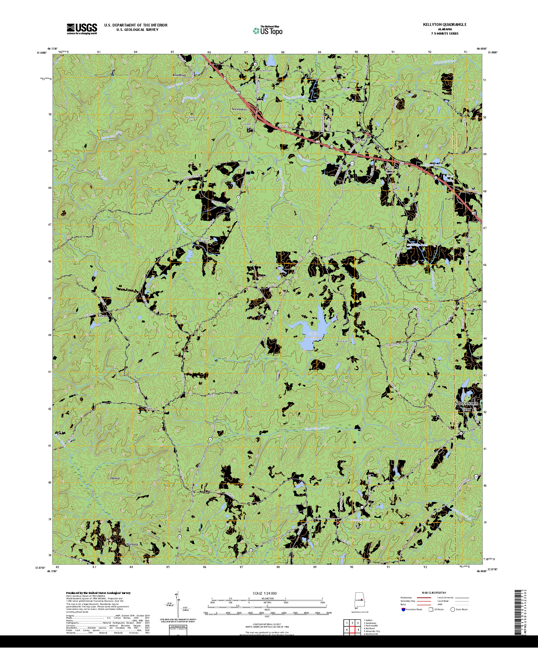 US TOPO 7.5-MINUTE MAP FOR KELLYTON, AL