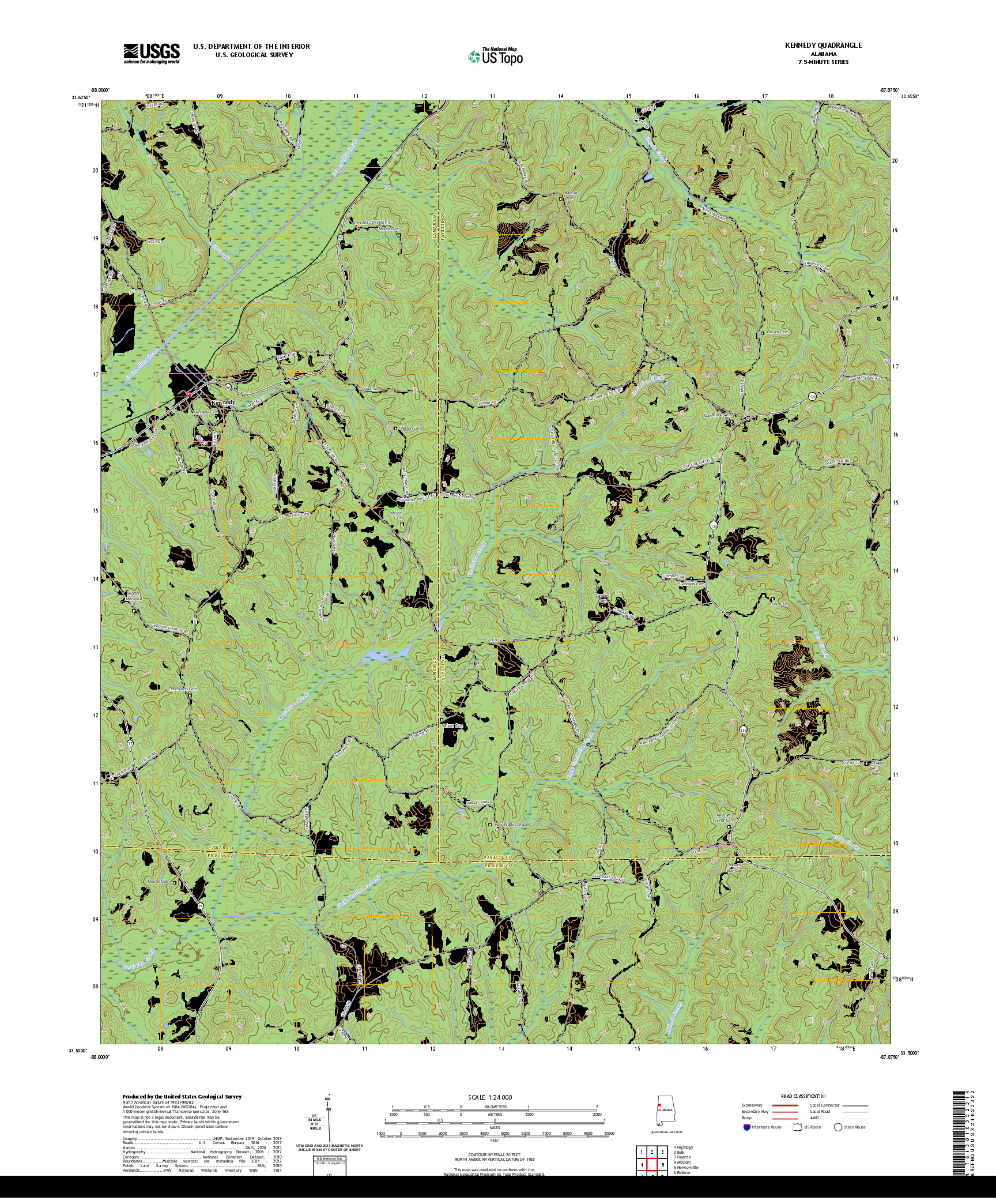 US TOPO 7.5-MINUTE MAP FOR KENNEDY, AL