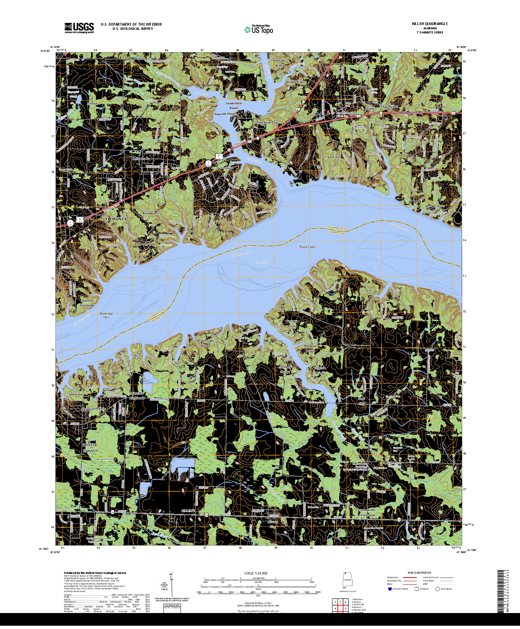 US TOPO 7.5-MINUTE MAP FOR KILLEN, AL