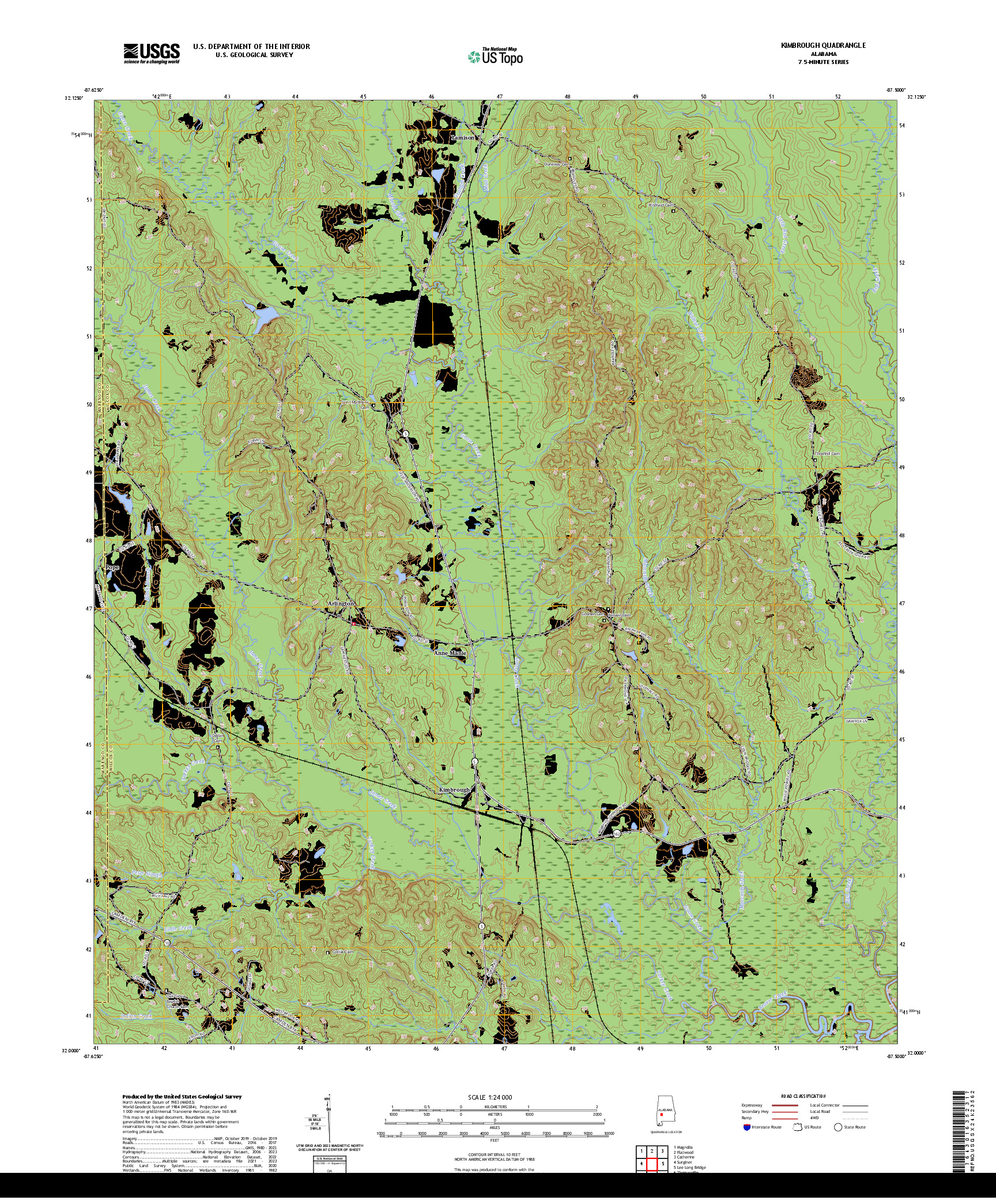 US TOPO 7.5-MINUTE MAP FOR KIMBROUGH, AL