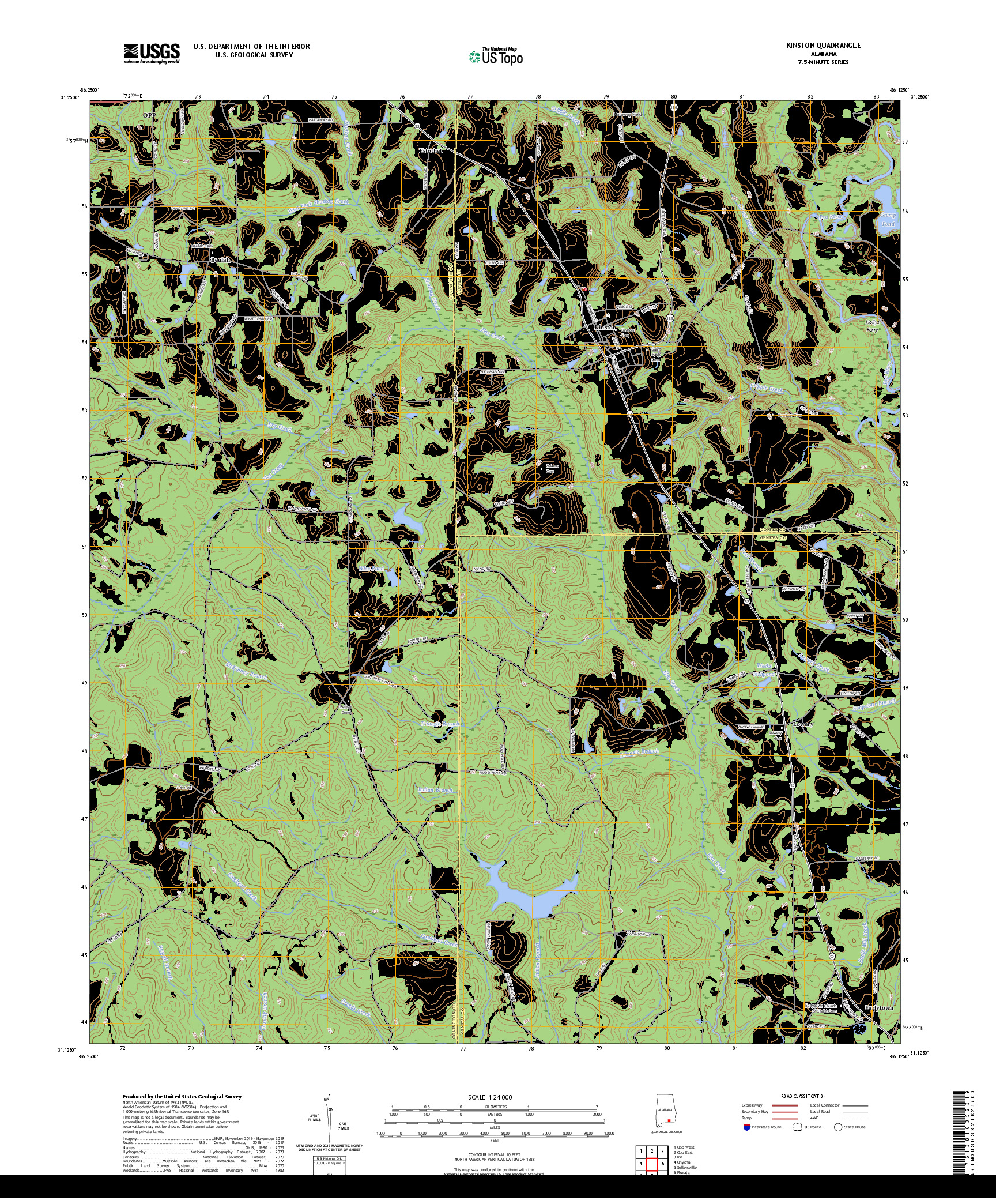 US TOPO 7.5-MINUTE MAP FOR KINSTON, AL