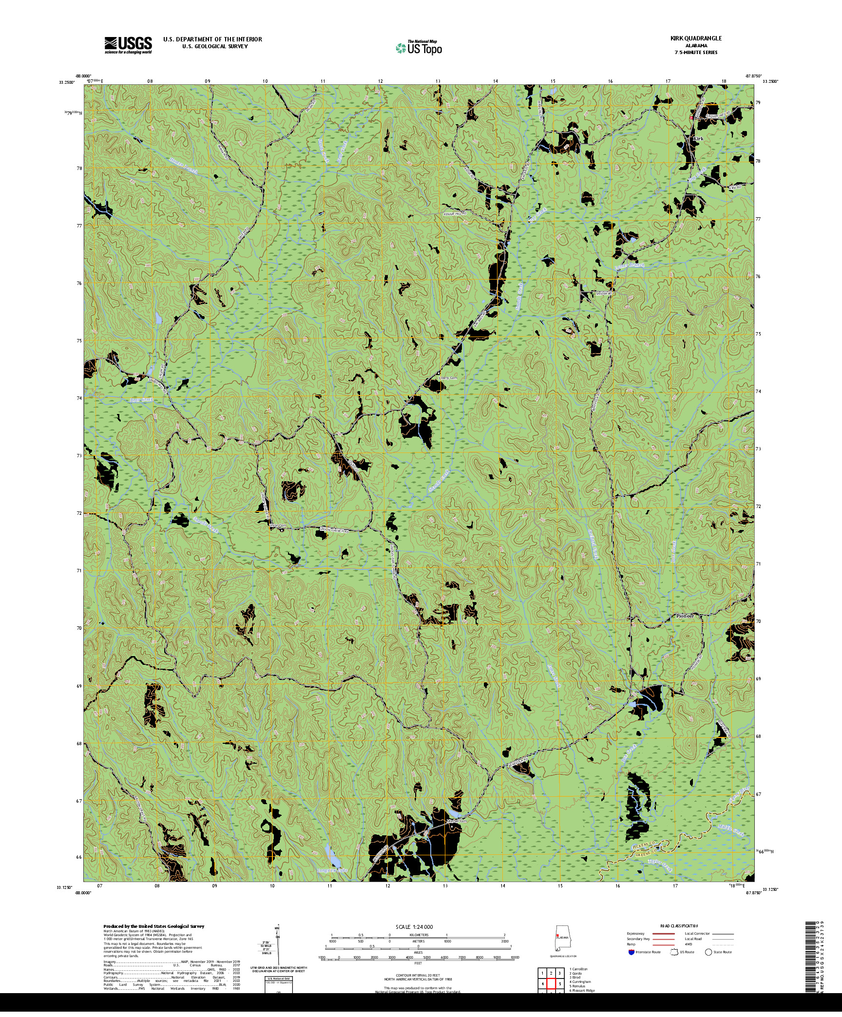 US TOPO 7.5-MINUTE MAP FOR KIRK, AL