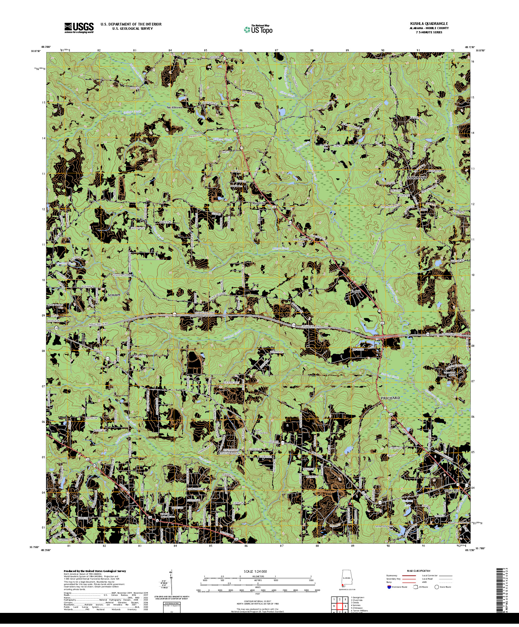 US TOPO 7.5-MINUTE MAP FOR KUSHLA, AL