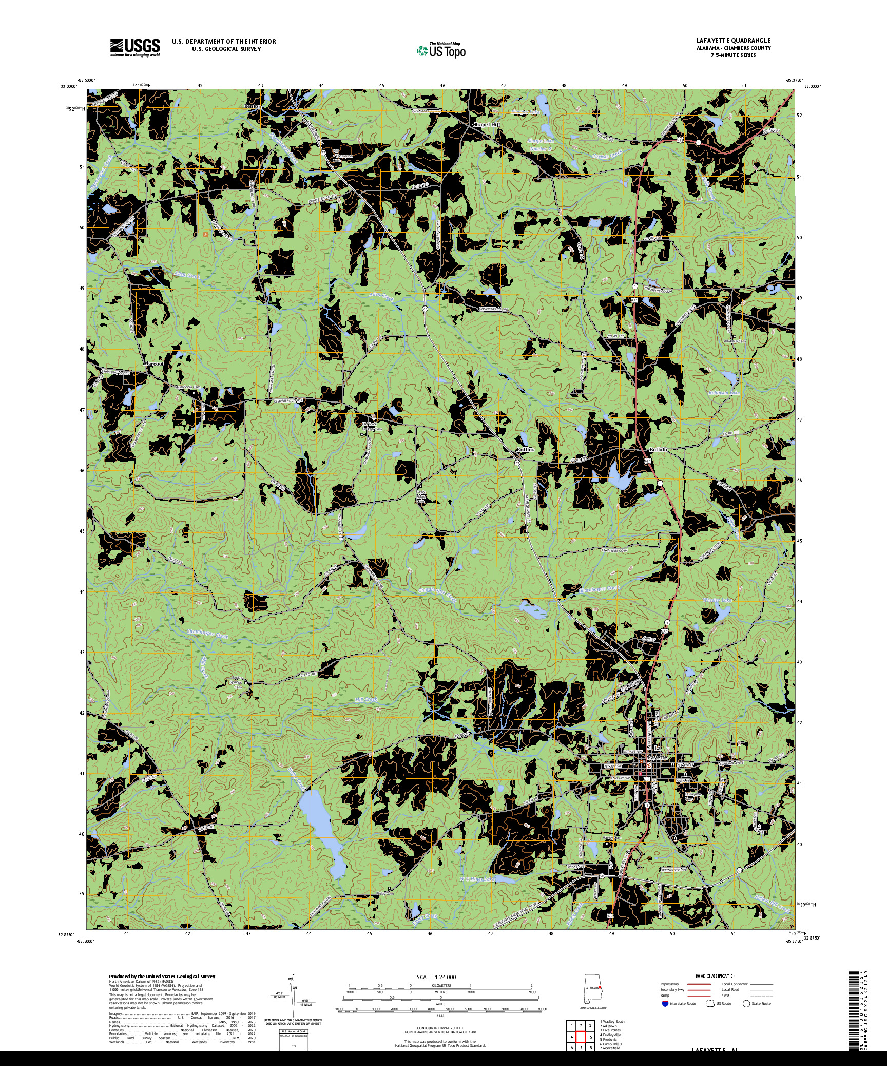 US TOPO 7.5-MINUTE MAP FOR LAFAYETTE, AL