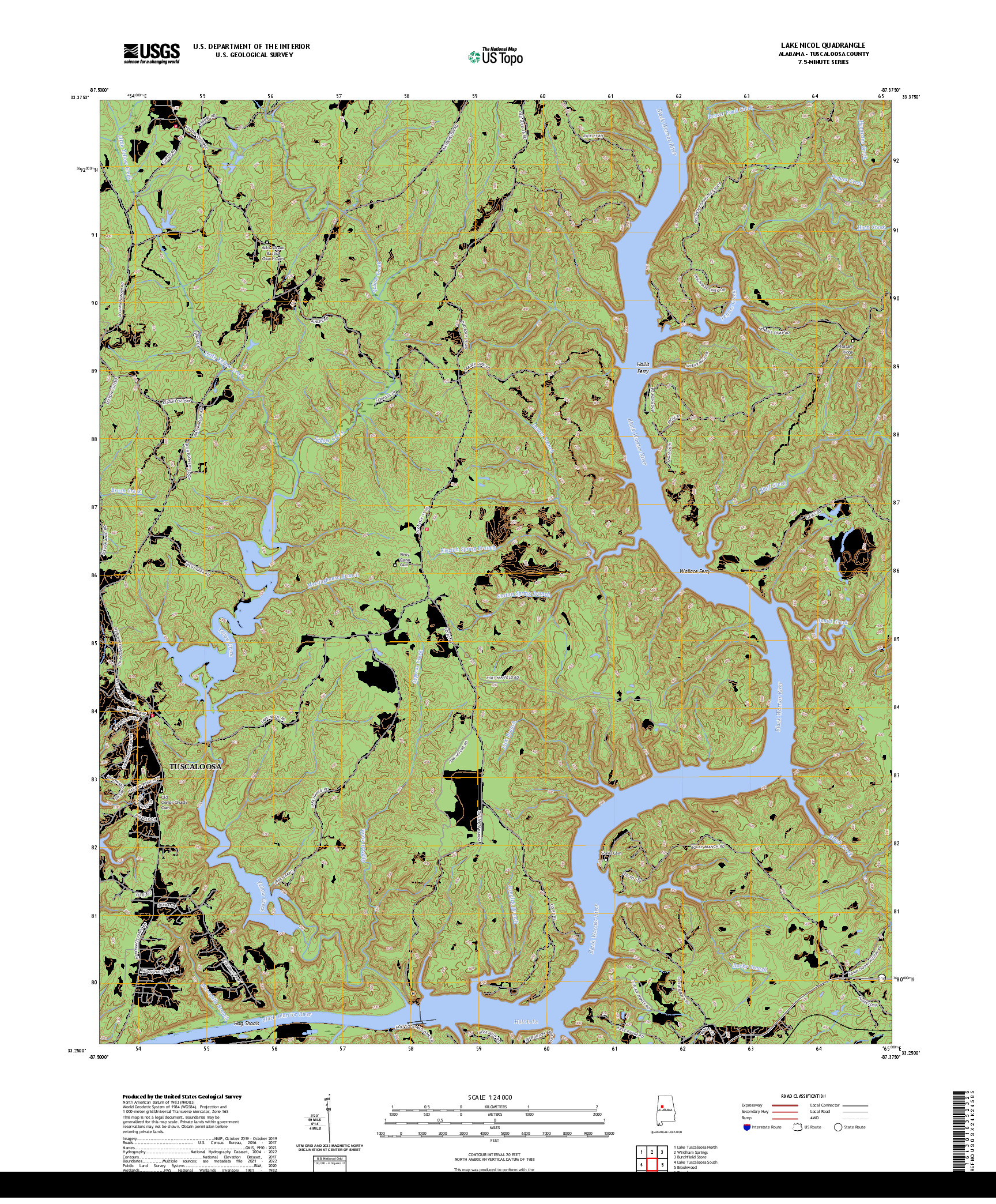 US TOPO 7.5-MINUTE MAP FOR LAKE NICOL, AL
