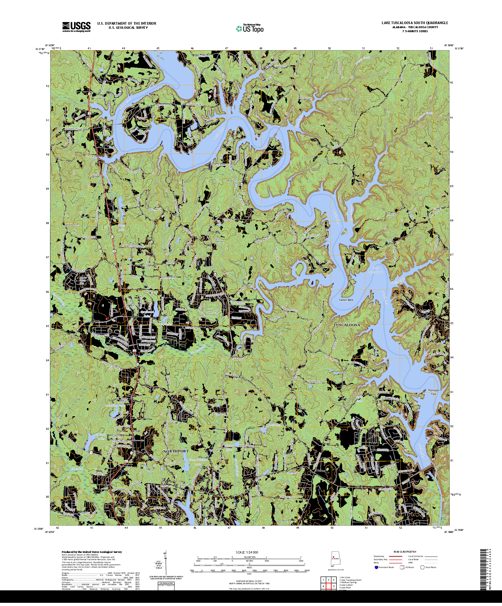 US TOPO 7.5-MINUTE MAP FOR LAKE TUSCALOOSA SOUTH, AL