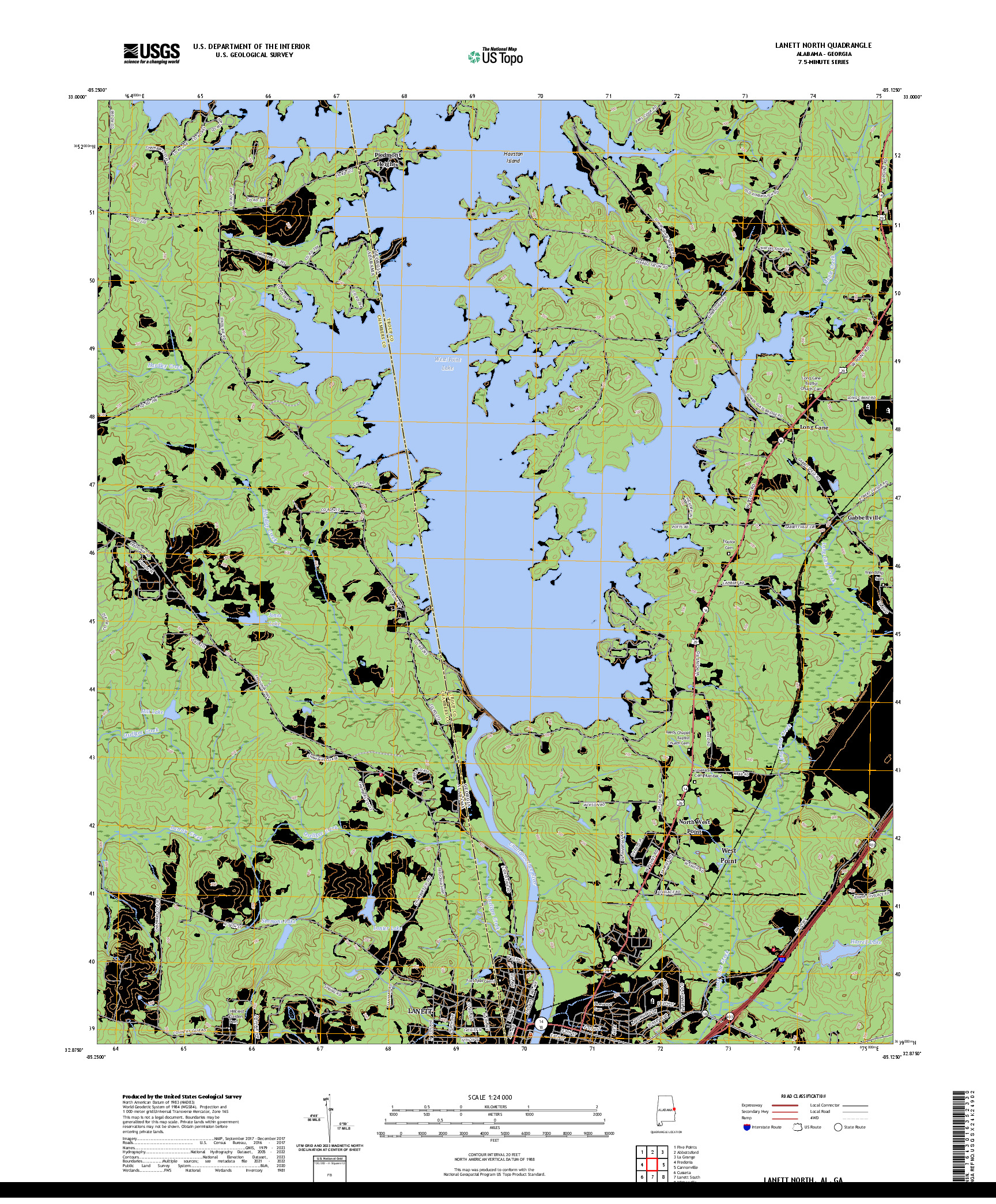 US TOPO 7.5-MINUTE MAP FOR LANETT NORTH, AL,GA