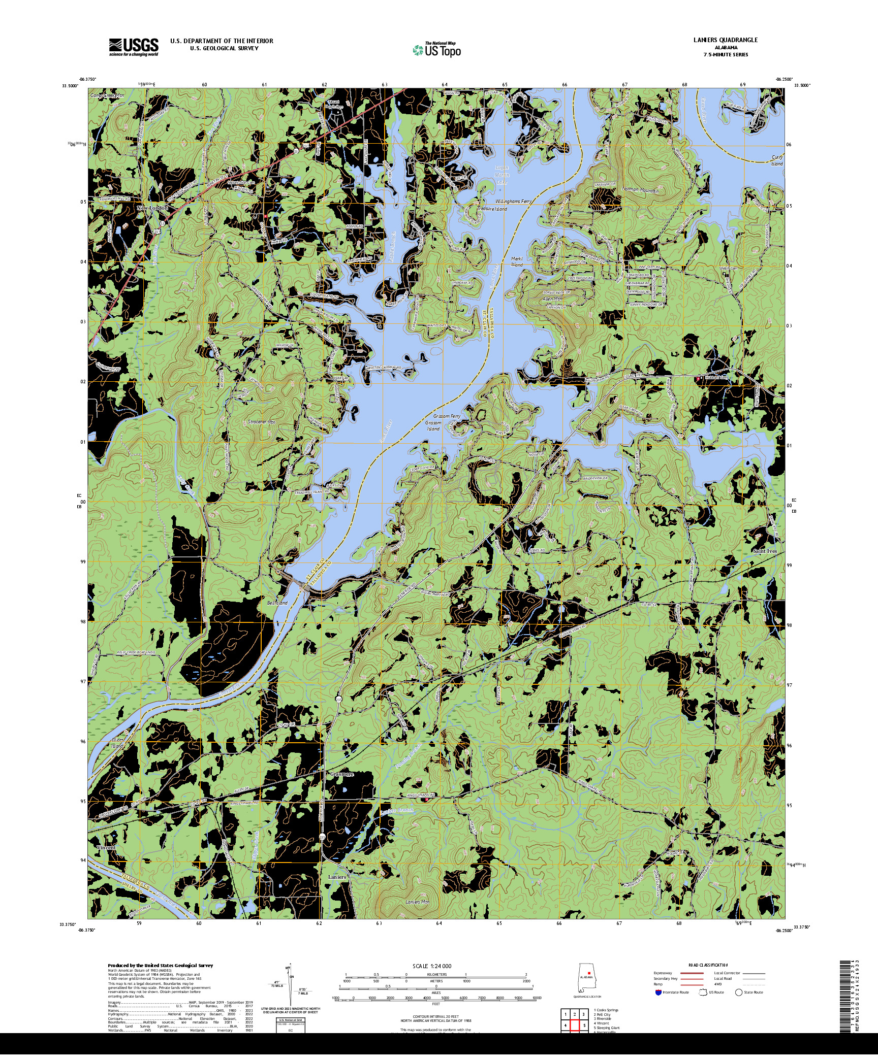 US TOPO 7.5-MINUTE MAP FOR LANIERS, AL