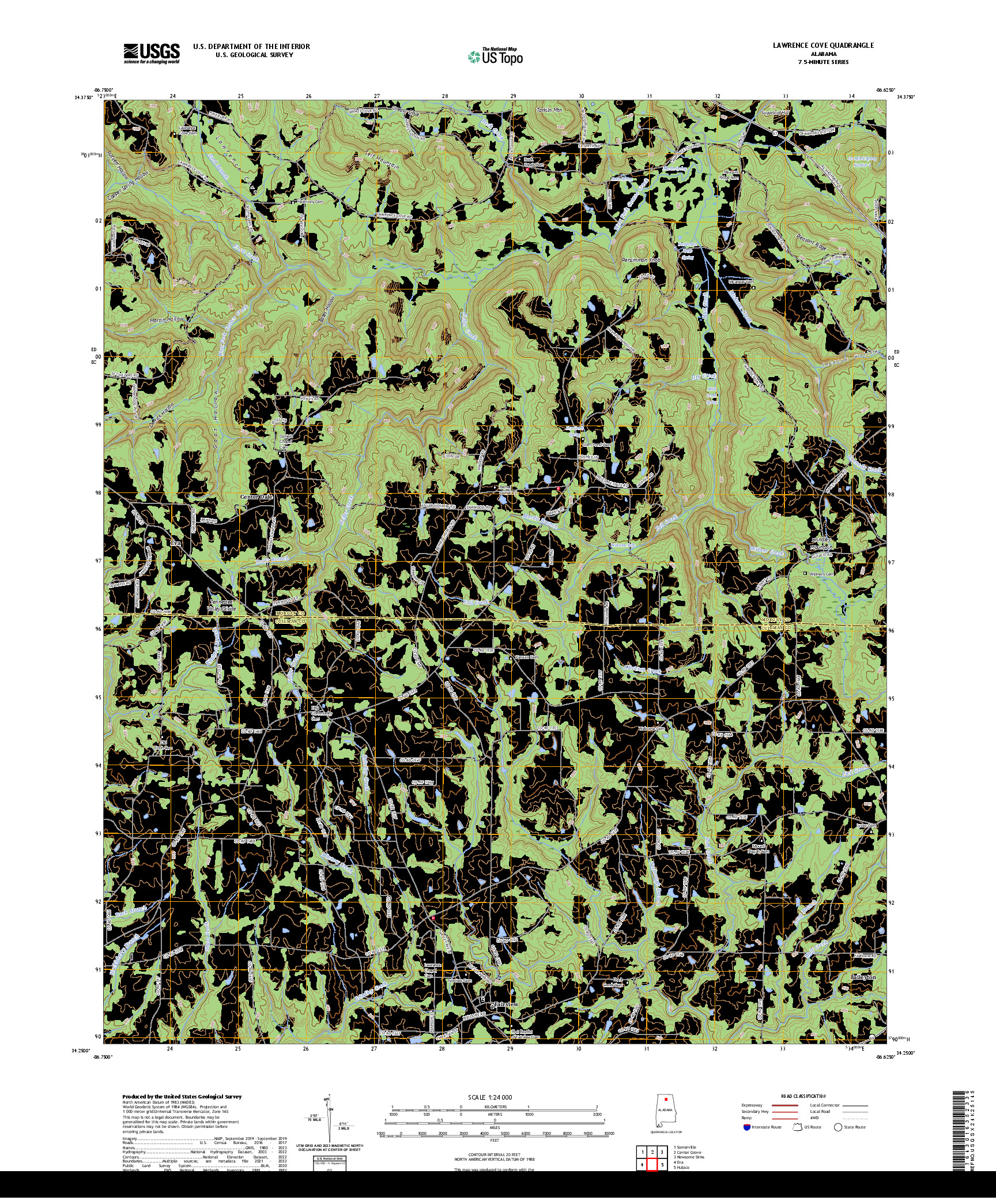 US TOPO 7.5-MINUTE MAP FOR LAWRENCE COVE, AL