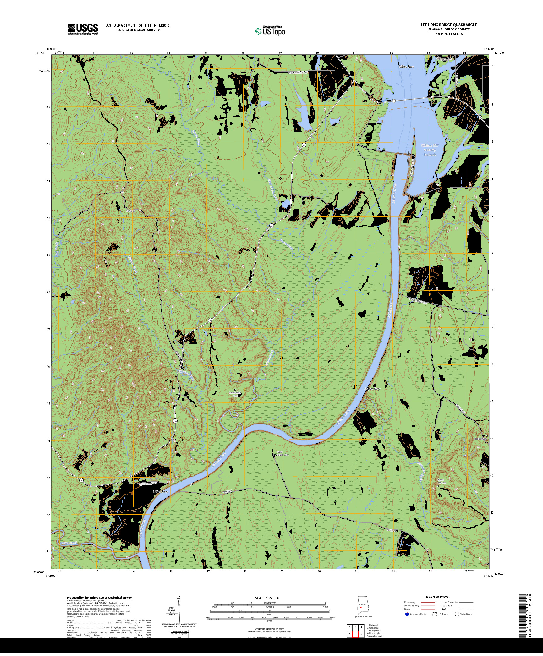 US TOPO 7.5-MINUTE MAP FOR LEE LONG BRIDGE, AL