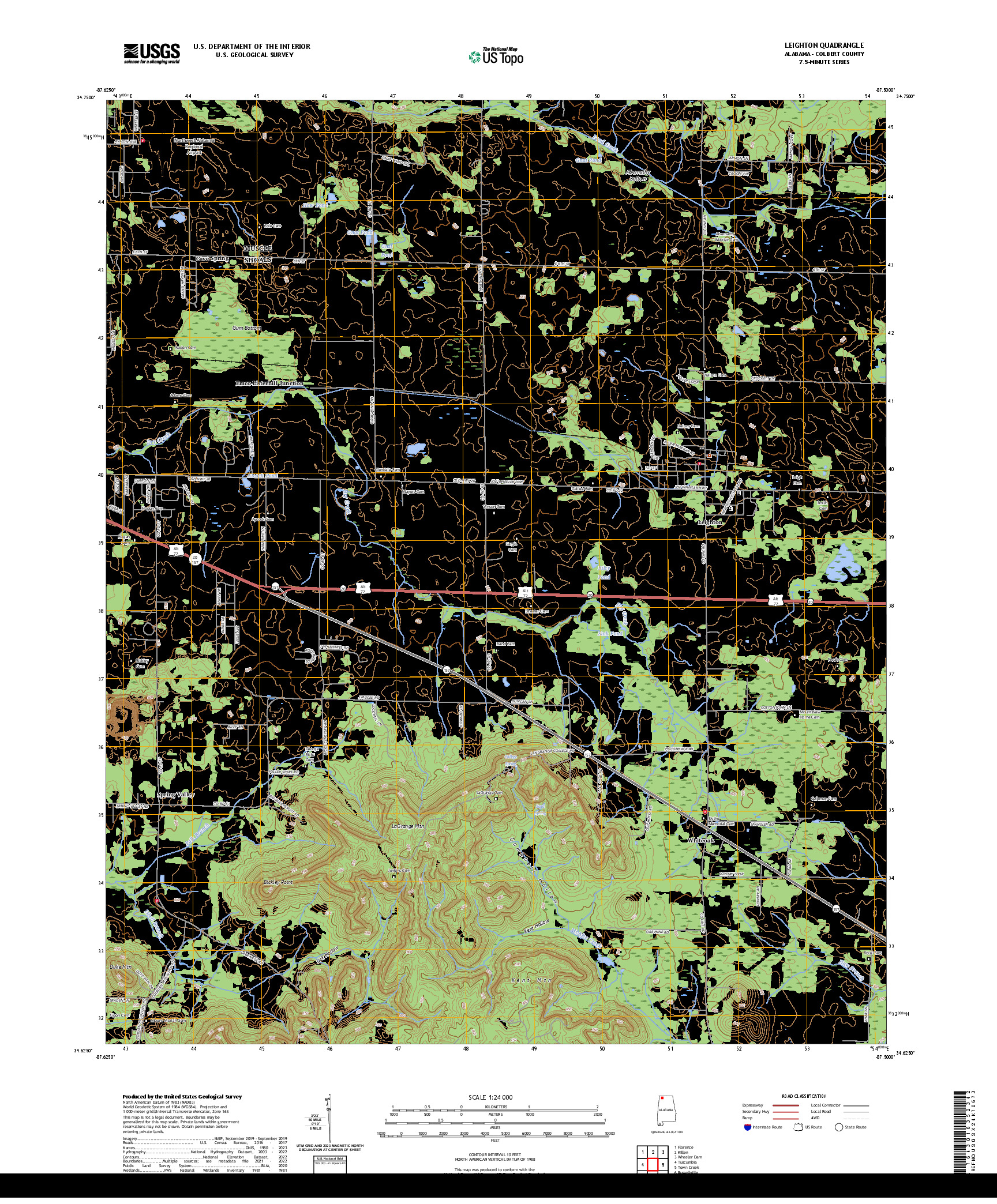 US TOPO 7.5-MINUTE MAP FOR LEIGHTON, AL