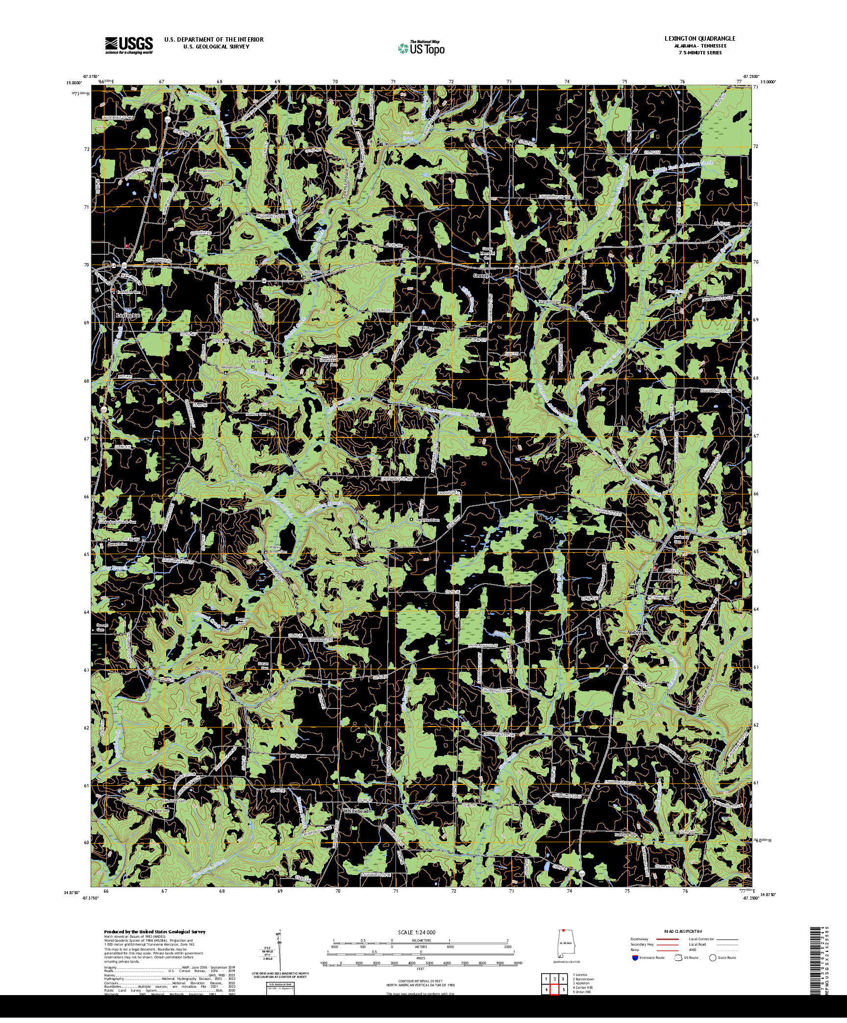 US TOPO 7.5-MINUTE MAP FOR LEXINGTON, AL,TN