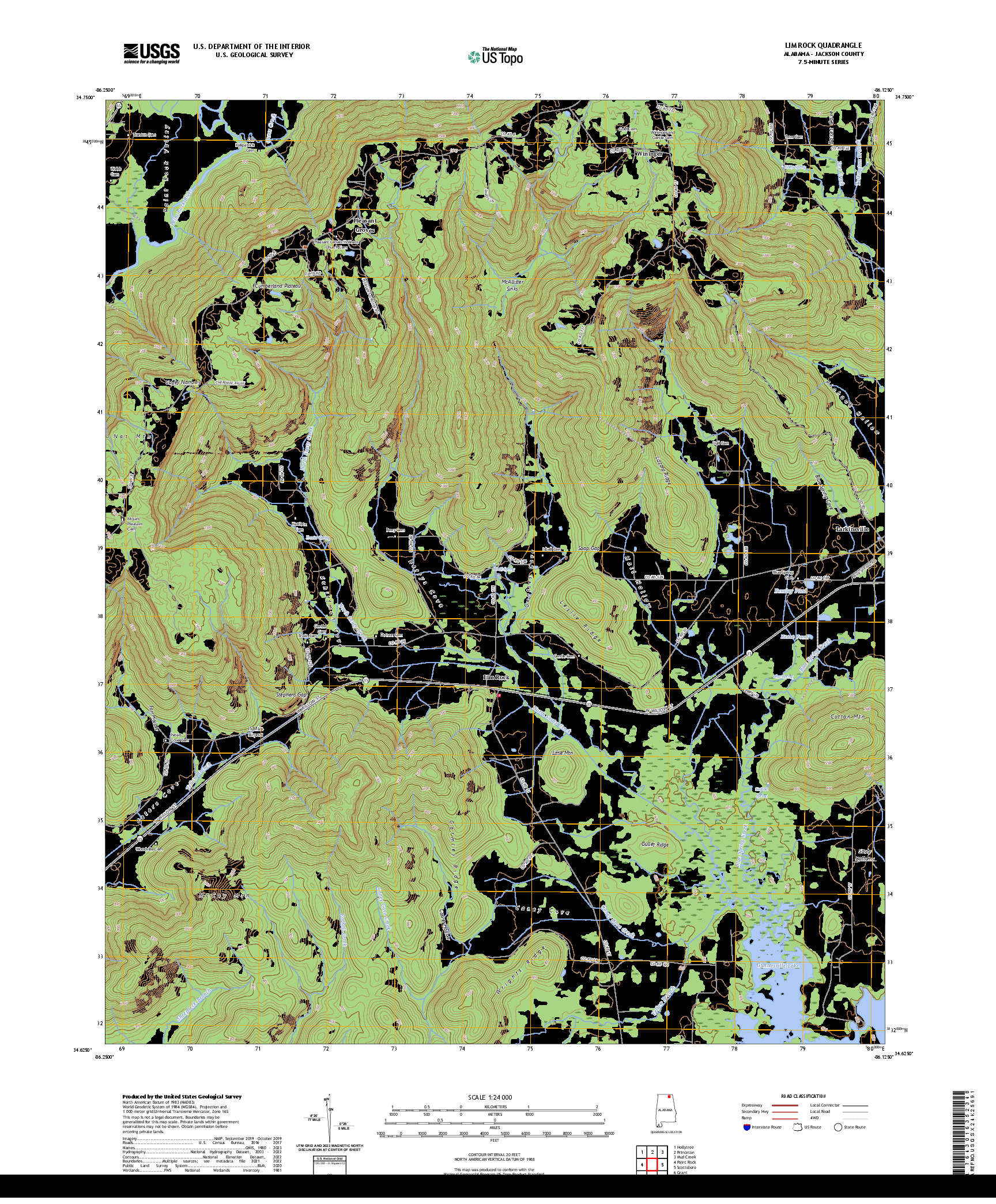 US TOPO 7.5-MINUTE MAP FOR LIM ROCK, AL