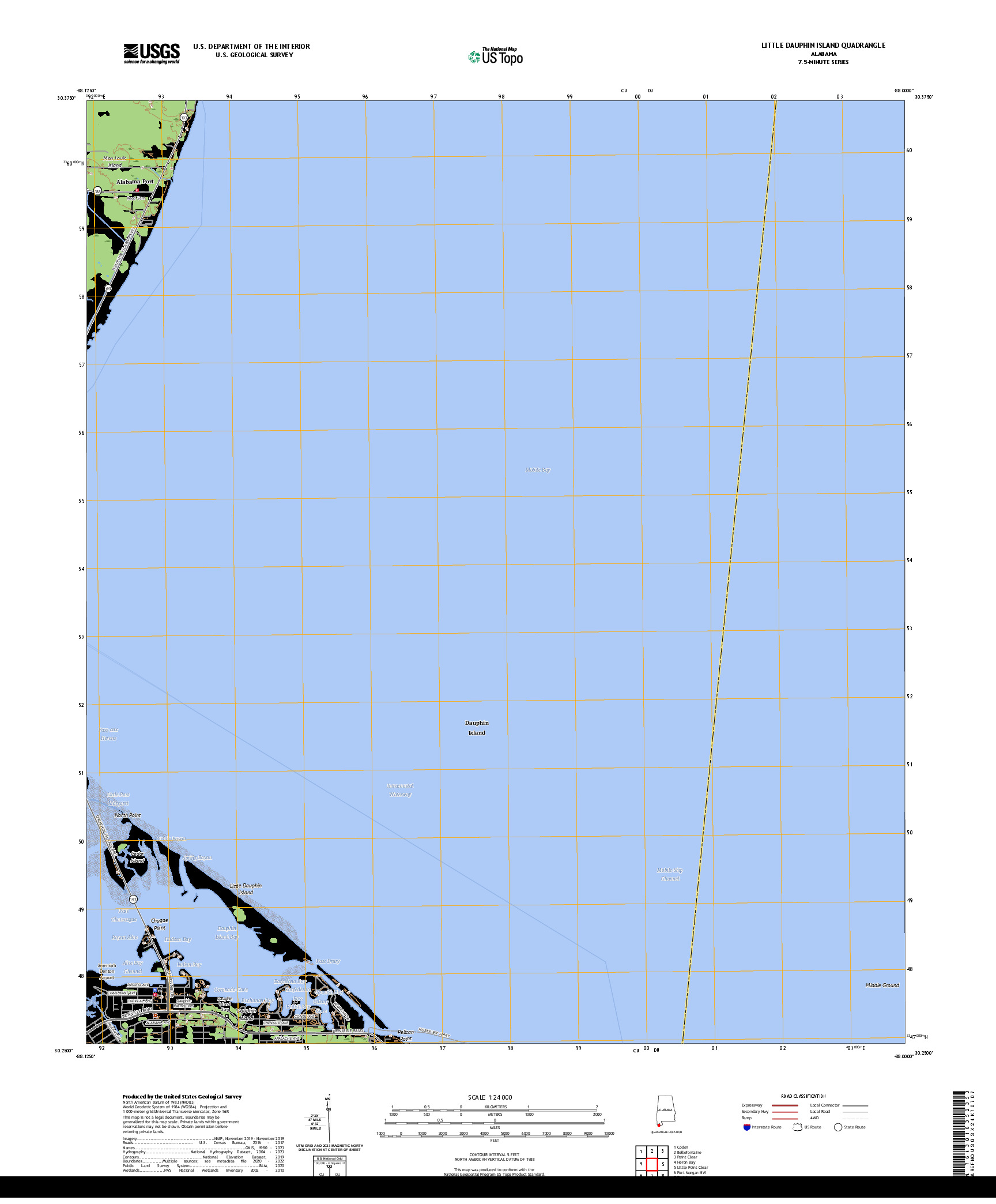 US TOPO 7.5-MINUTE MAP FOR LITTLE DAUPHIN ISLAND, AL