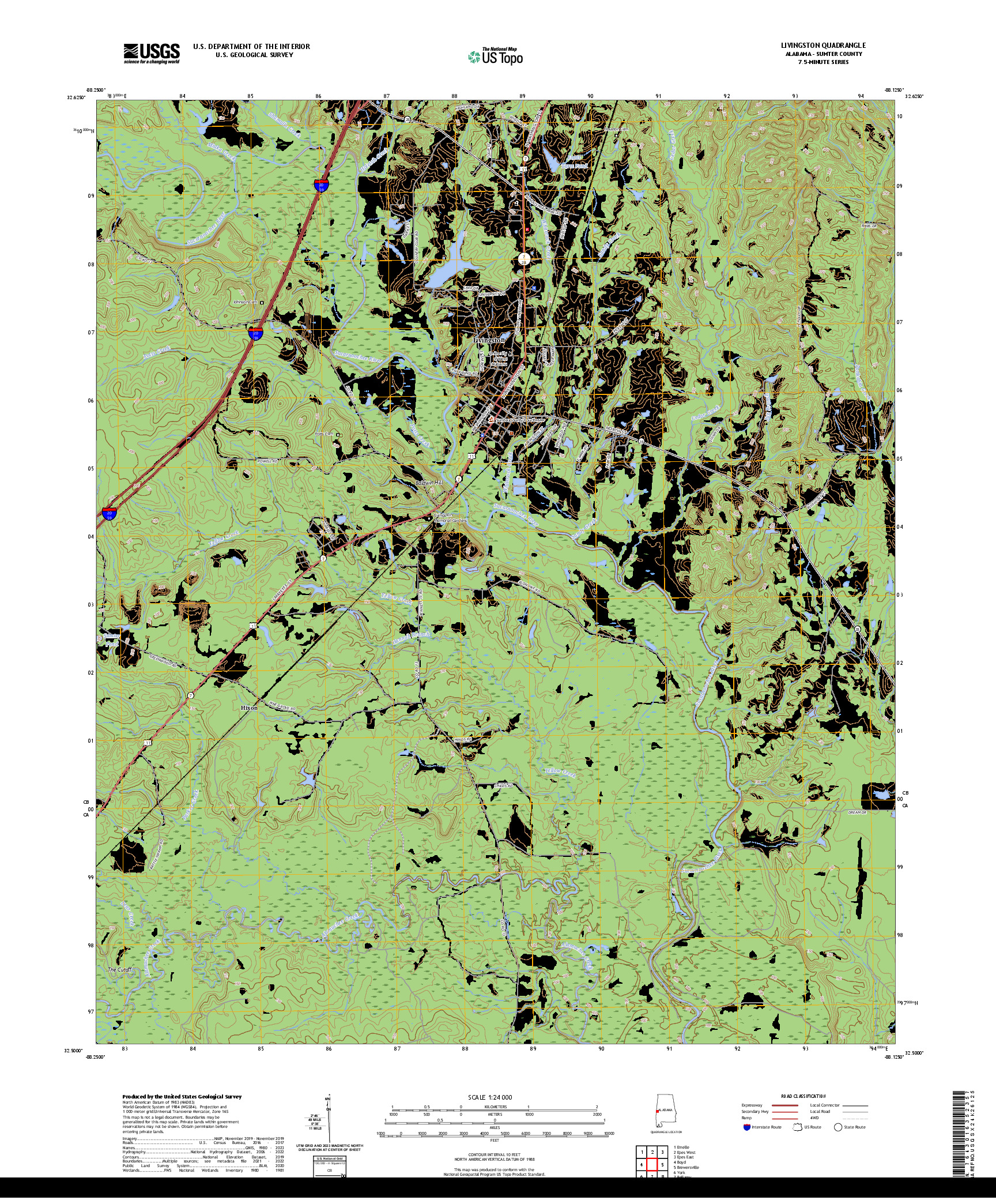 US TOPO 7.5-MINUTE MAP FOR LIVINGSTON, AL