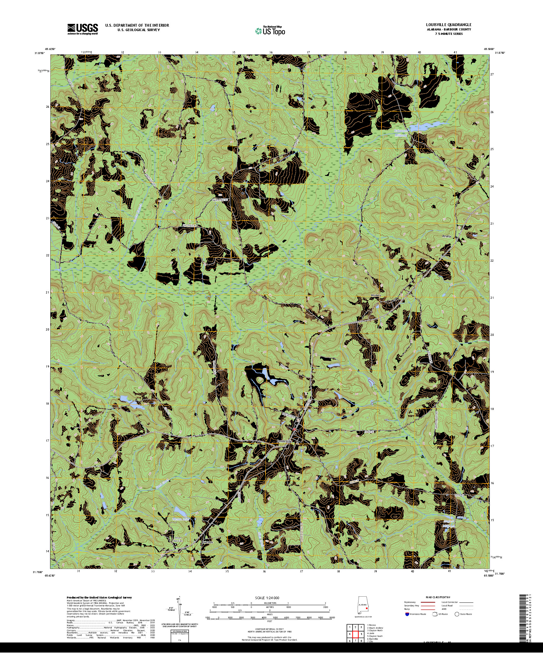 US TOPO 7.5-MINUTE MAP FOR LOUISVILLE, AL