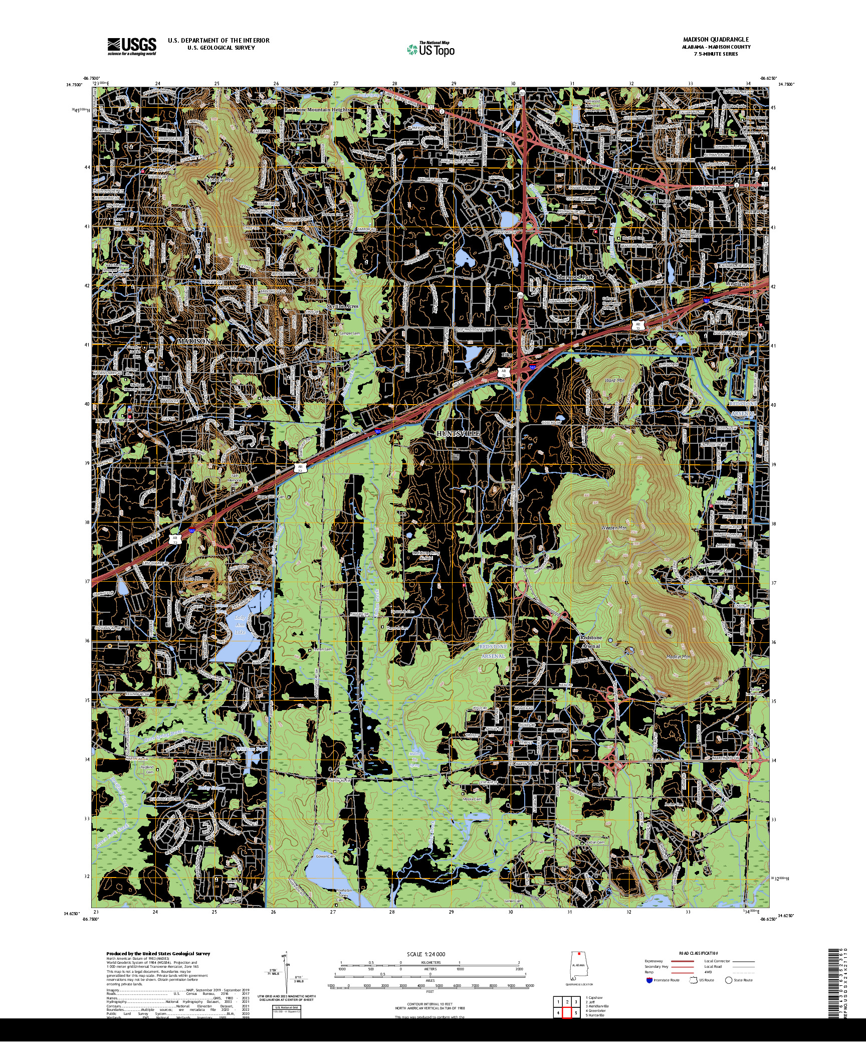 US TOPO 7.5-MINUTE MAP FOR MADISON, AL