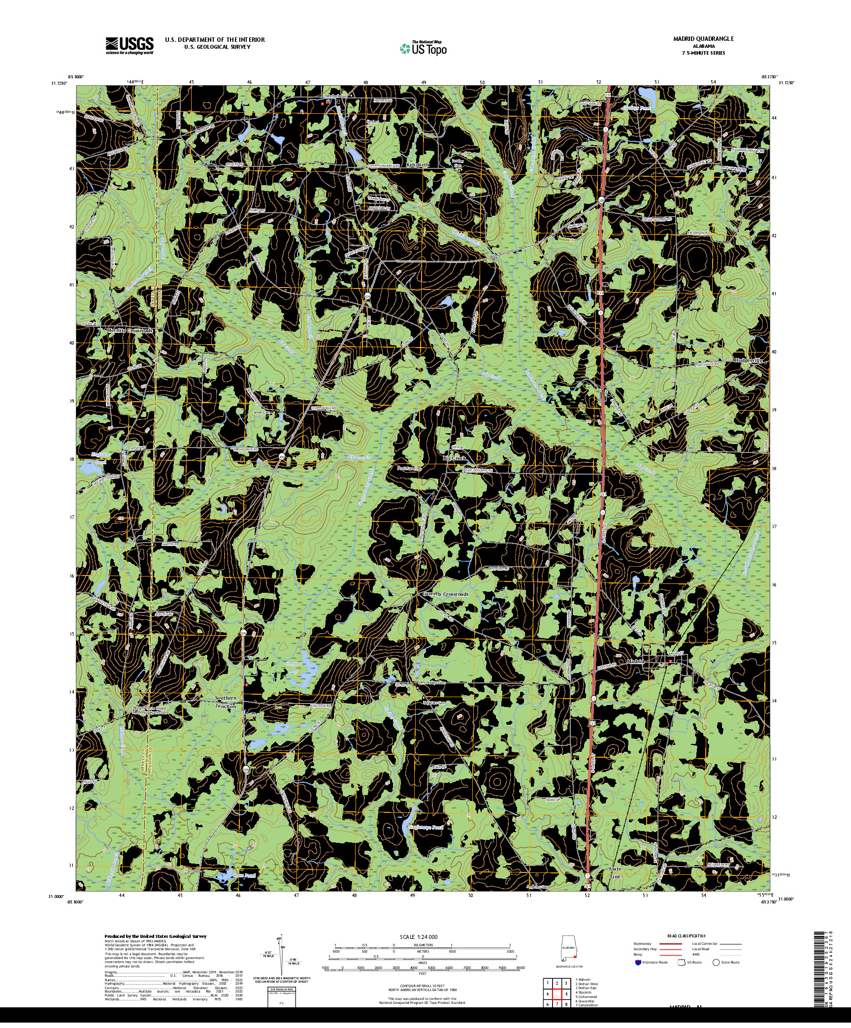 US TOPO 7.5-MINUTE MAP FOR MADRID, AL