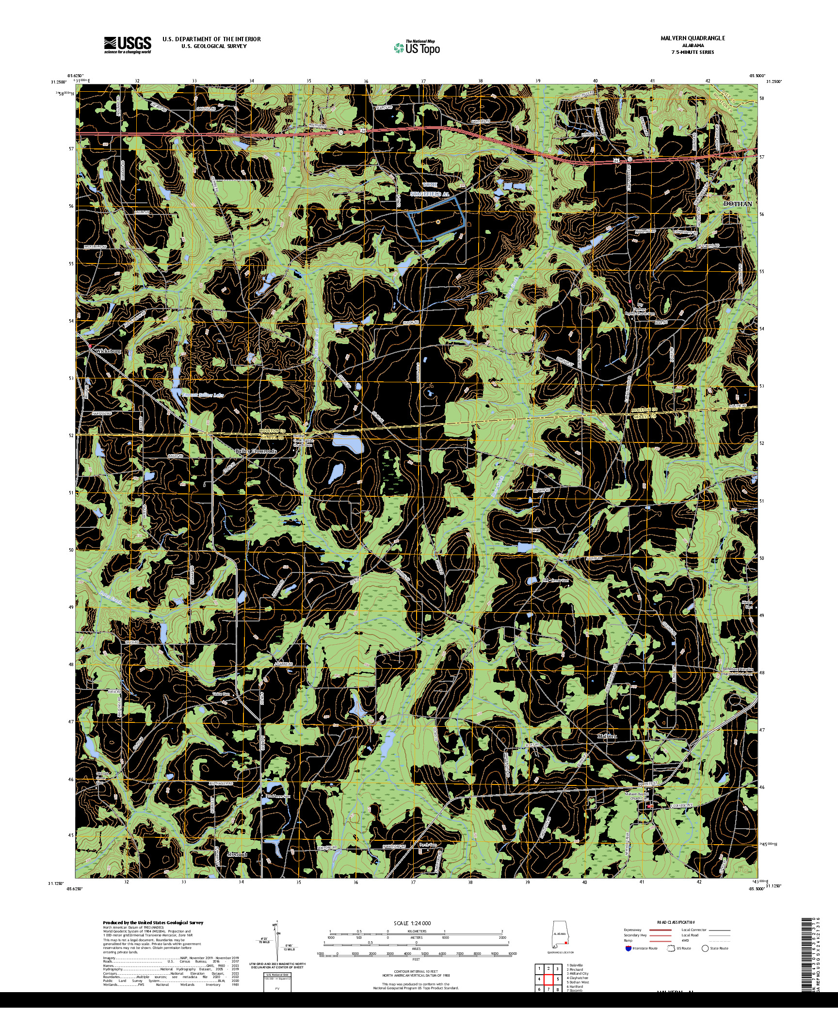 US TOPO 7.5-MINUTE MAP FOR MALVERN, AL