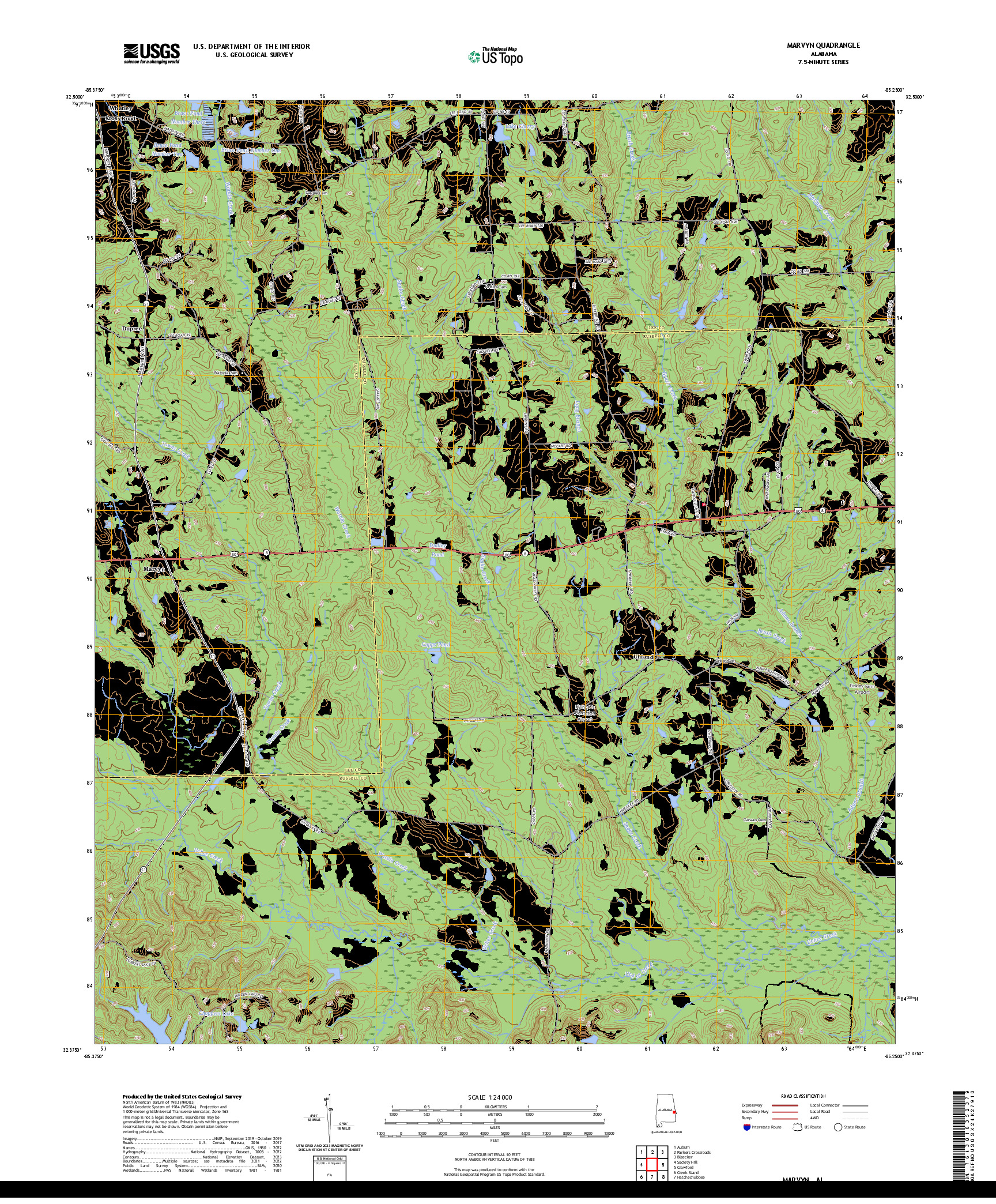 US TOPO 7.5-MINUTE MAP FOR MARVYN, AL