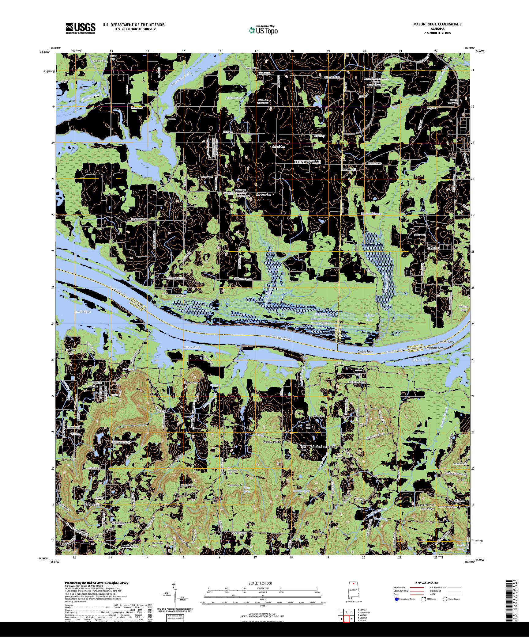 US TOPO 7.5-MINUTE MAP FOR MASON RIDGE, AL