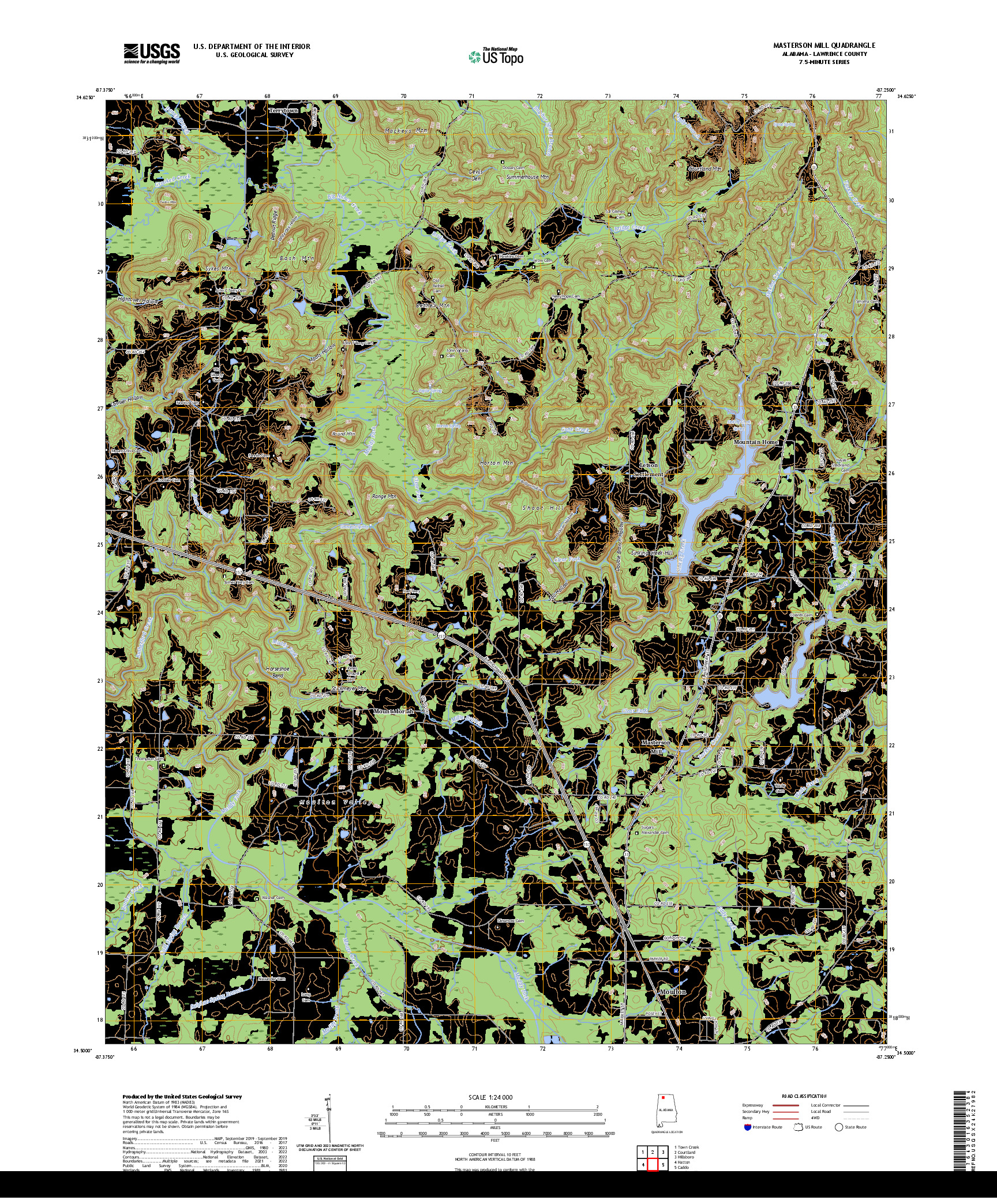US TOPO 7.5-MINUTE MAP FOR MASTERSON MILL, AL